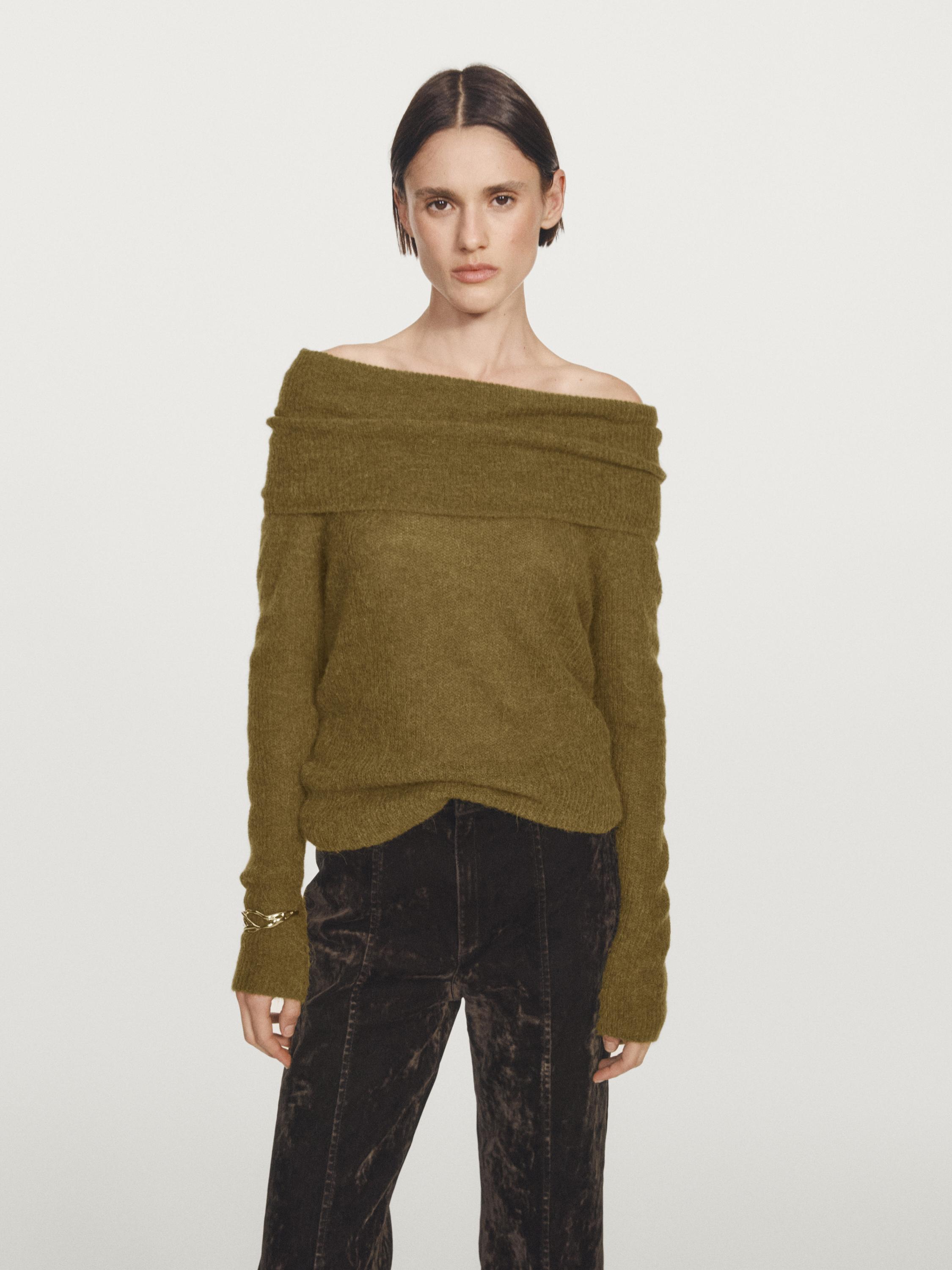 Schulterfreier Strickpullover