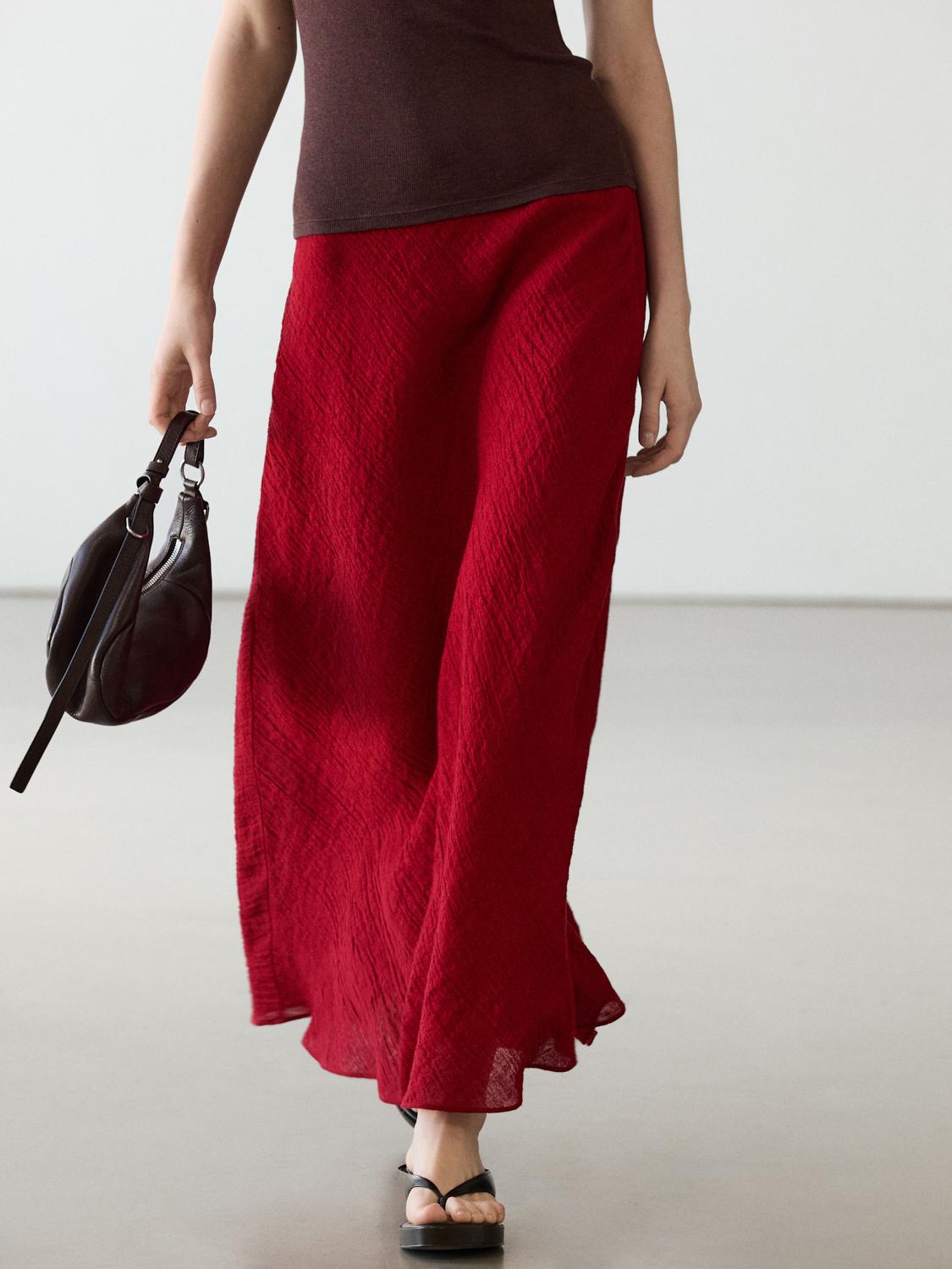 Jupe midi ample 100 % lin