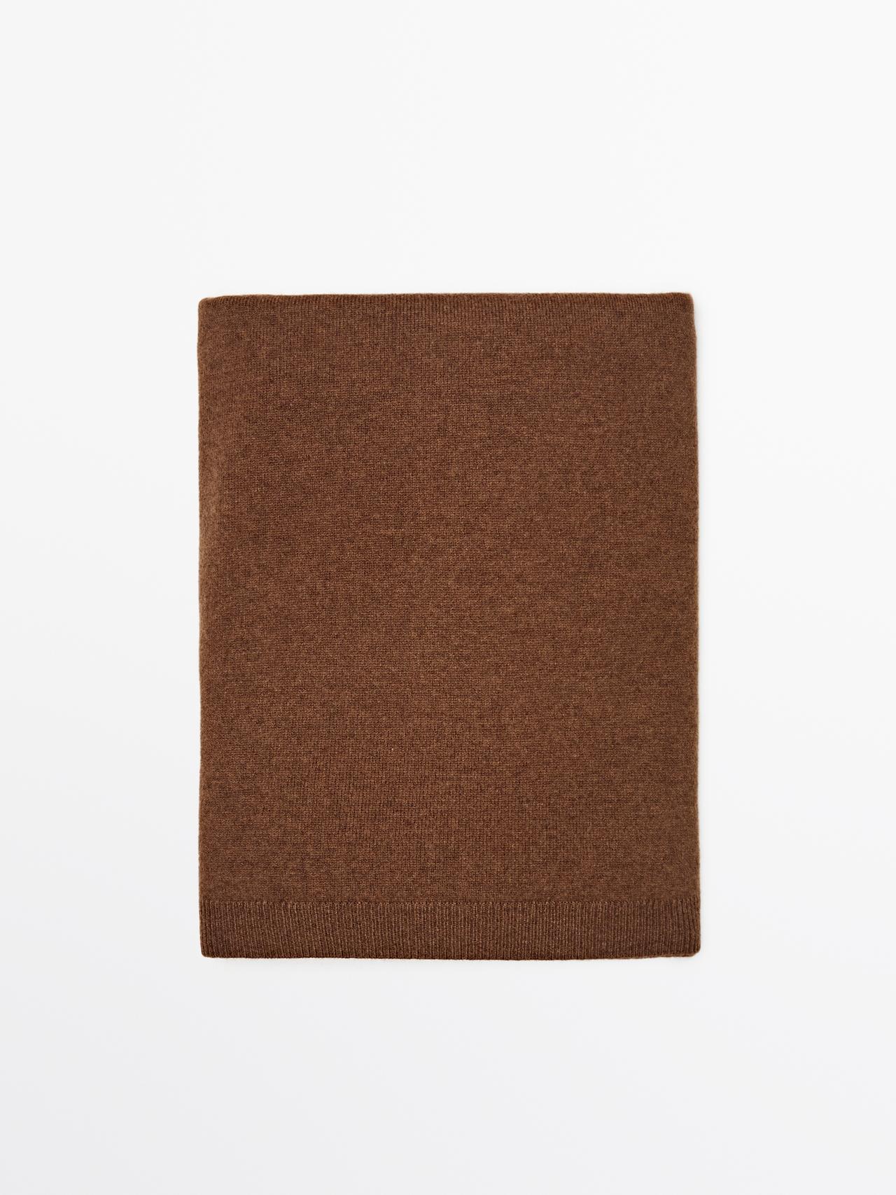 Massimo Dutti - Dames - Sjaal Van Fijne Wolmix - Bruin - 01