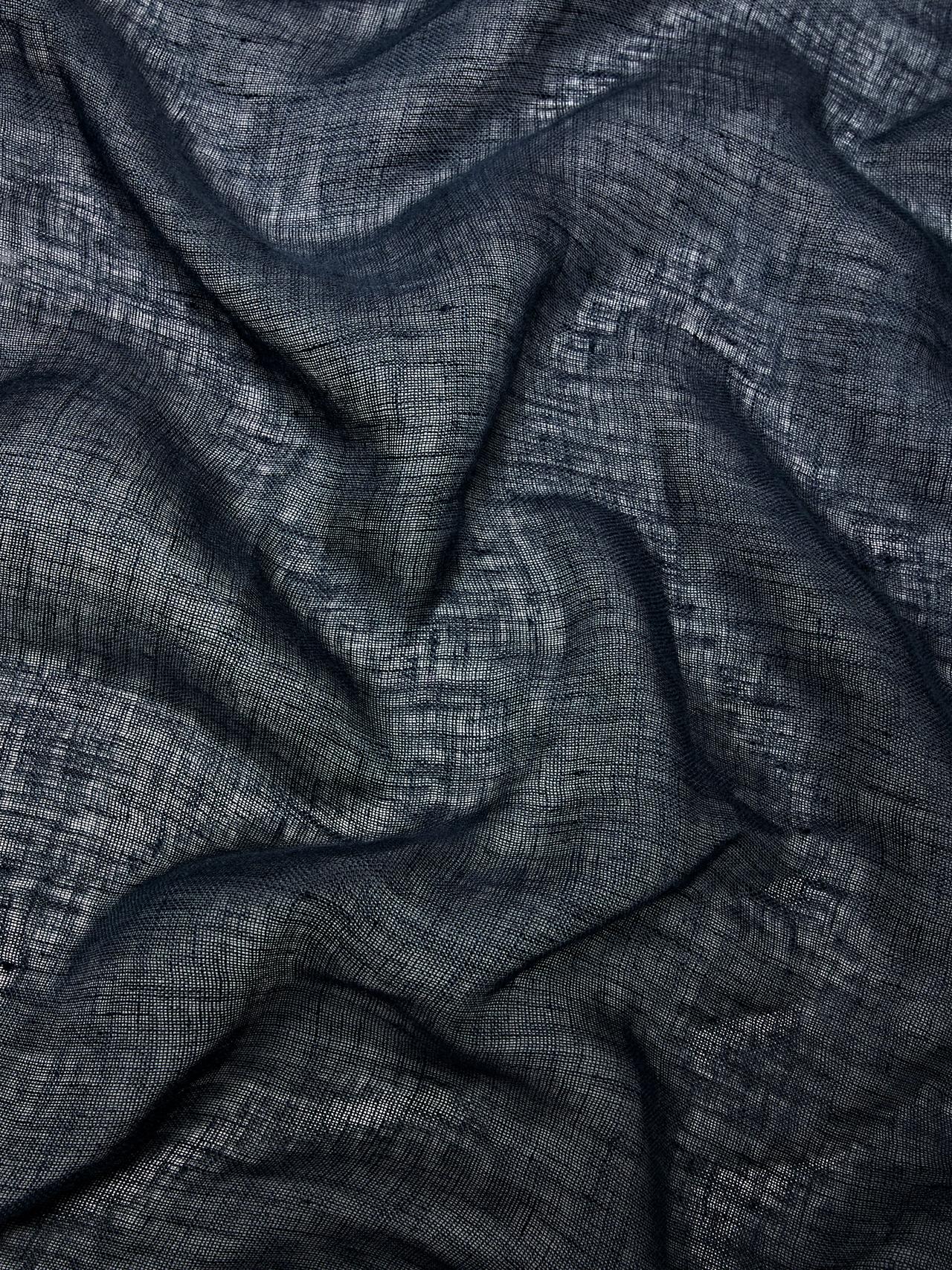 Plain 100% linen scarf — NAVY BLUE