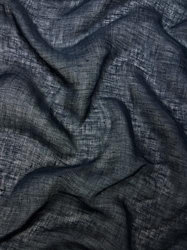 Plain 100% linen scarf — NAVY BLUE 4
