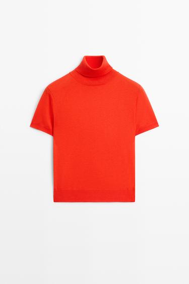 Turtleneck knit sweater — ORANGE 2