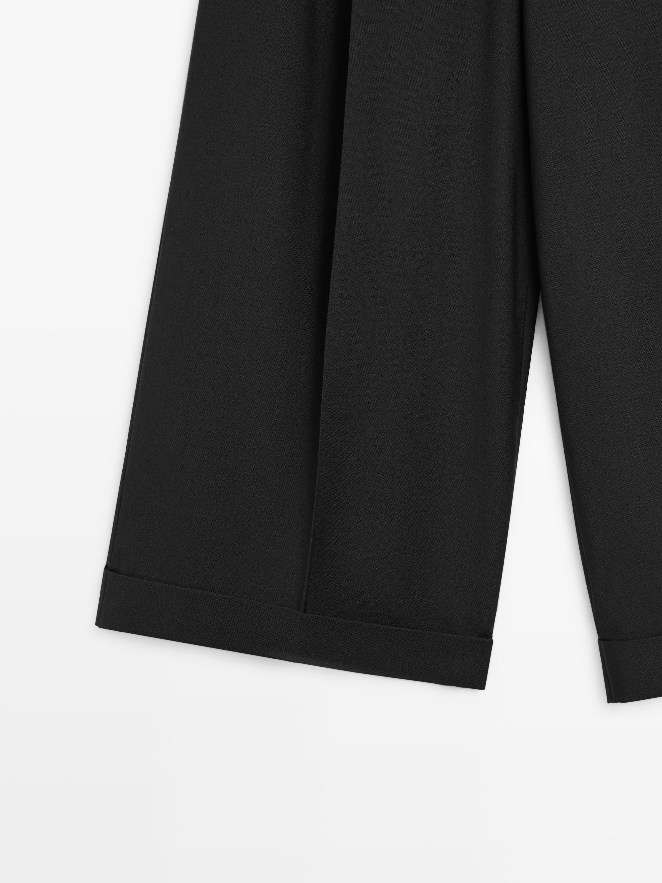 Flowing trousers with darts — BLACK