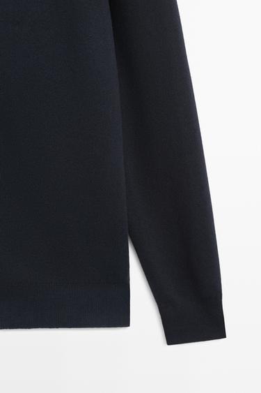 100% cotton hooded knit cardigan — NAVY BLUE 7