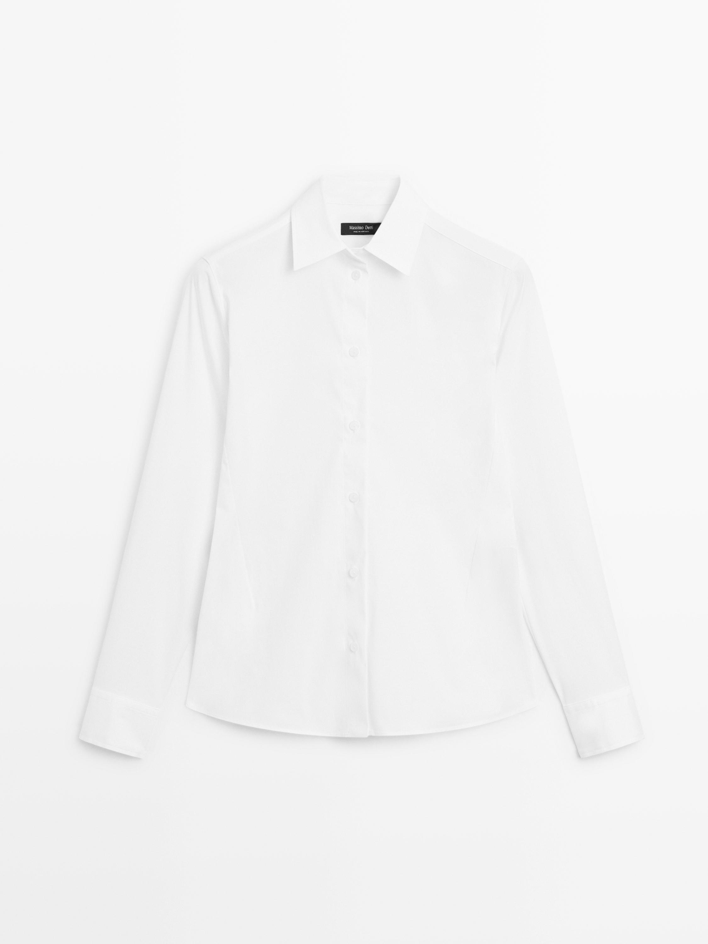 Cotton blend stretch shirt — WHITE