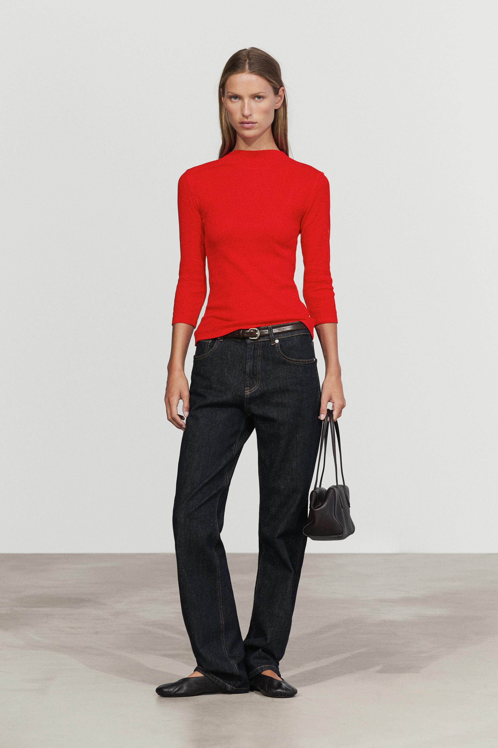 Massimo Dutti Dik yakadirsek kollu t-shirt