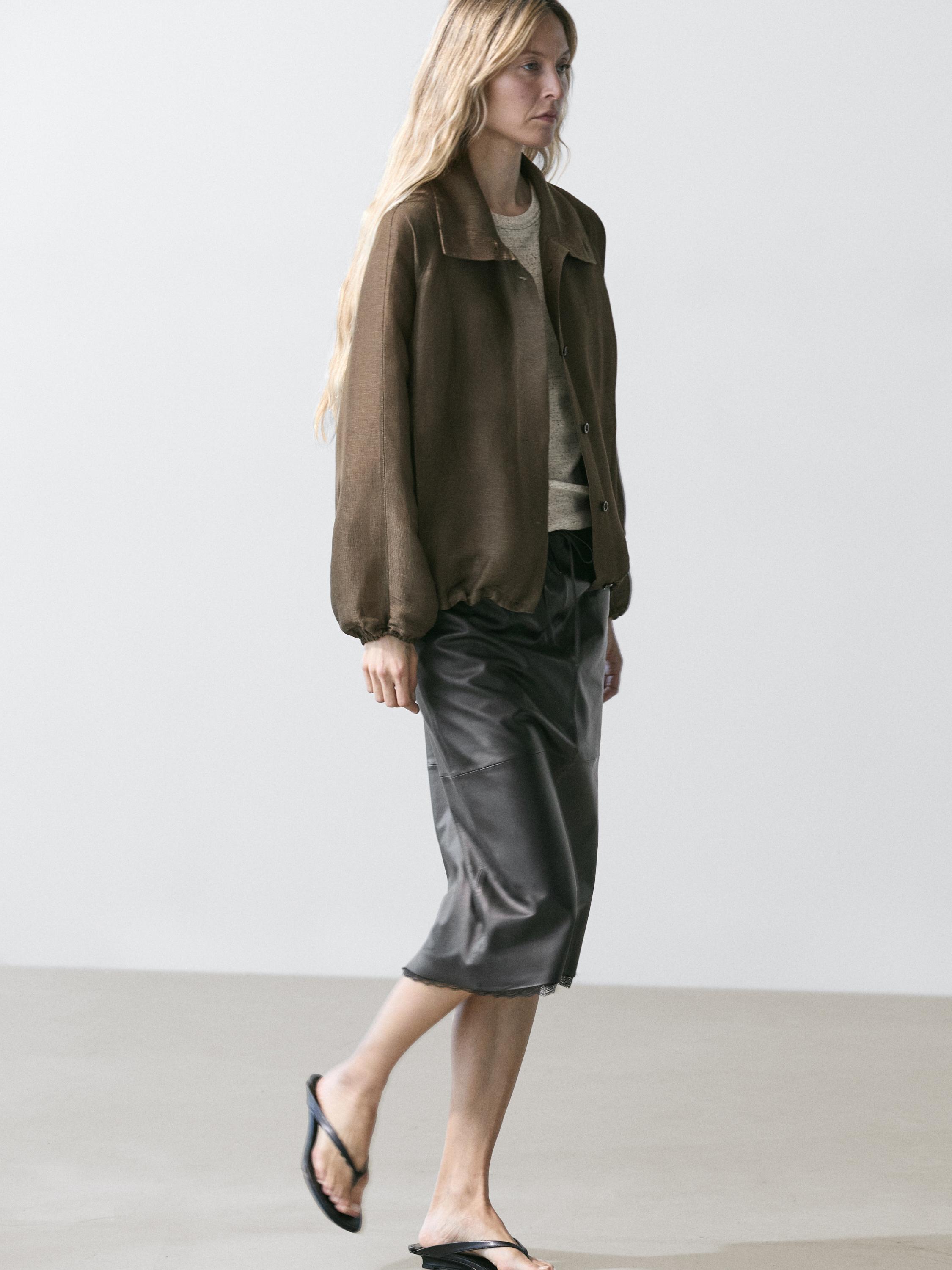 Linen and silk bomber jacket