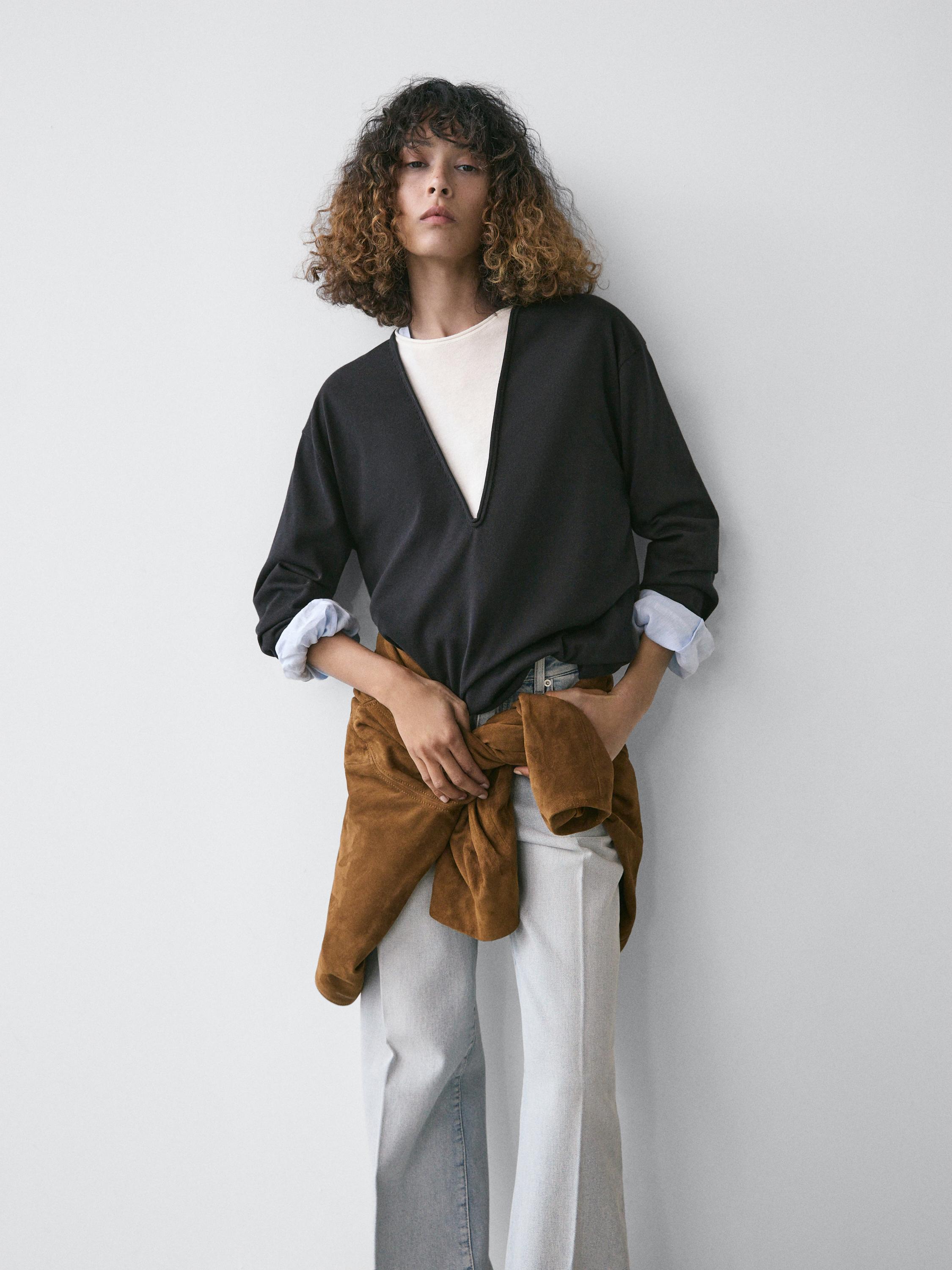 Short suede leather bomber jacket — BROWN