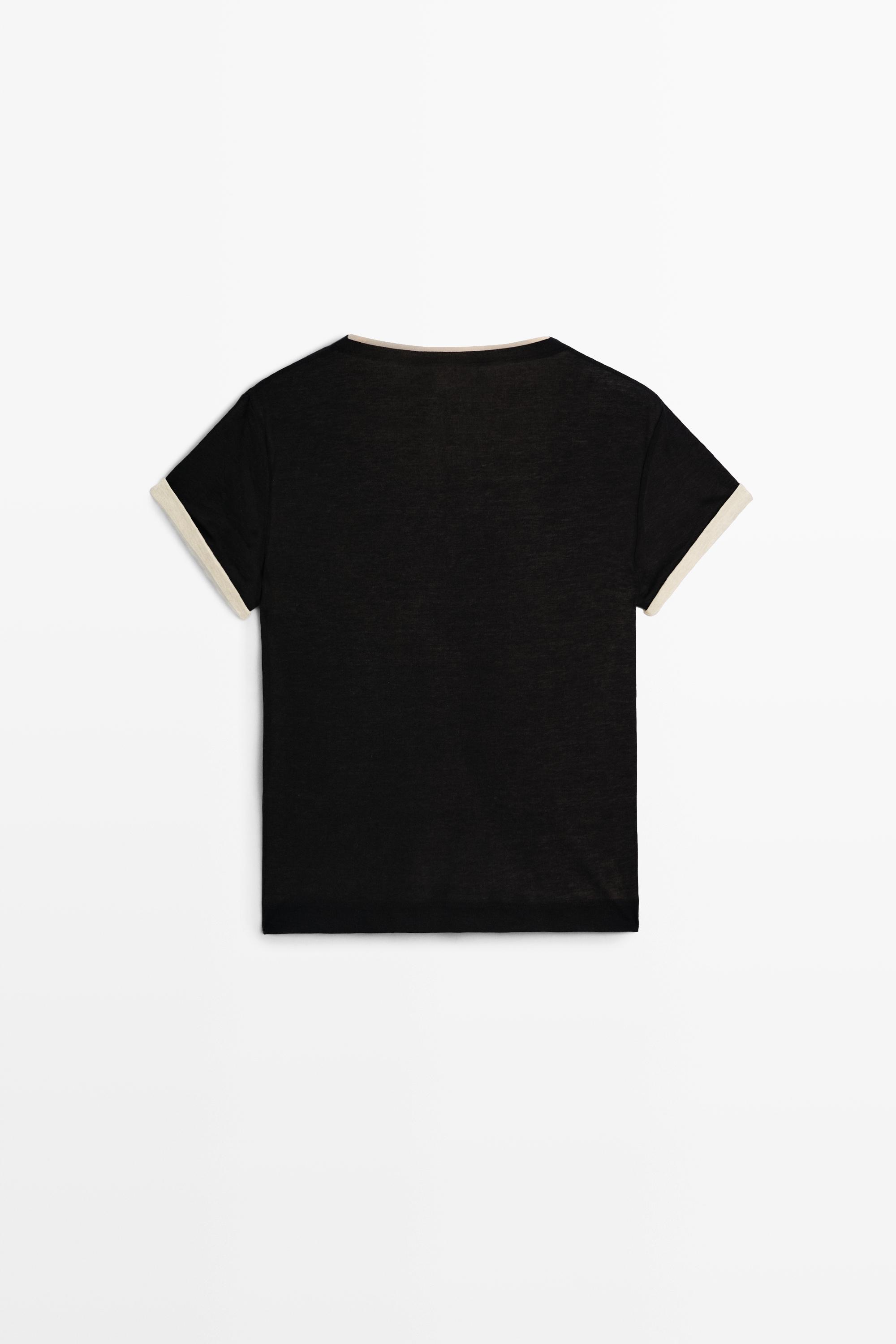 Double-layer short sleeve T-shirt — BLACK