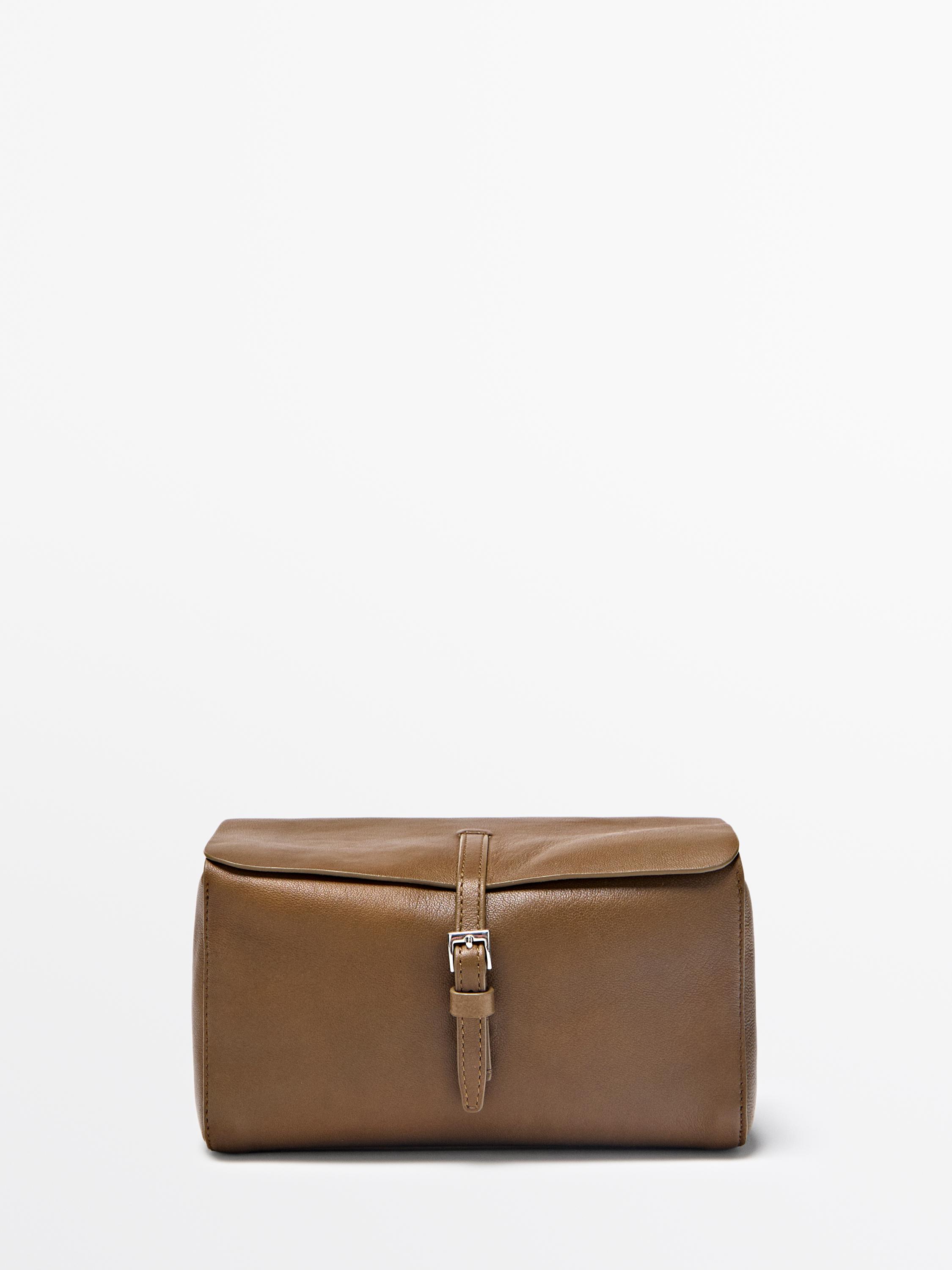 Nappa leather travel toiletry bag — MOLE BROWN