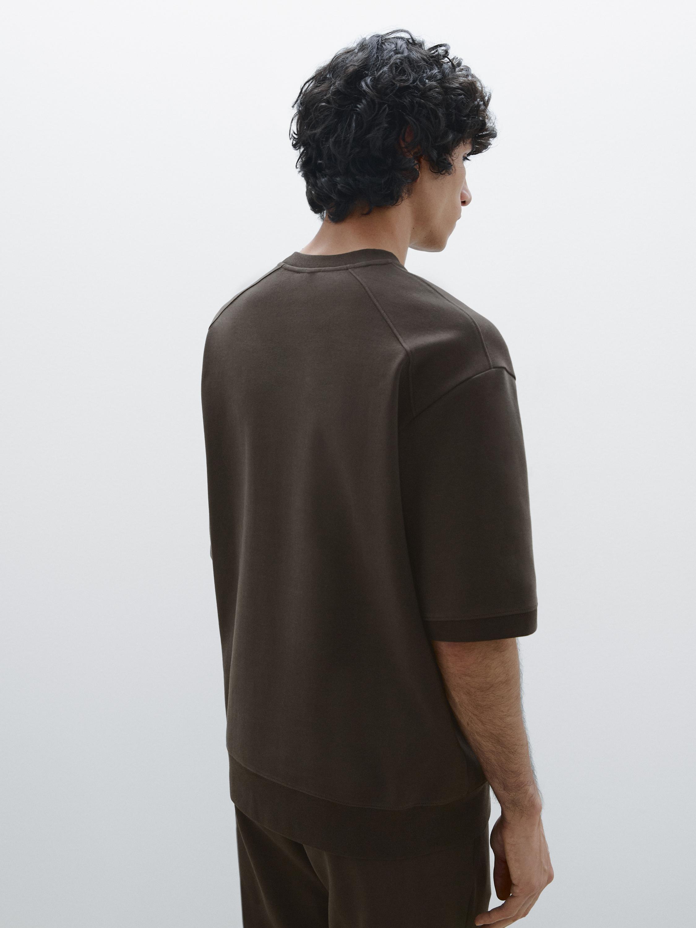 Cotton blend sweatshirt with short sleeves