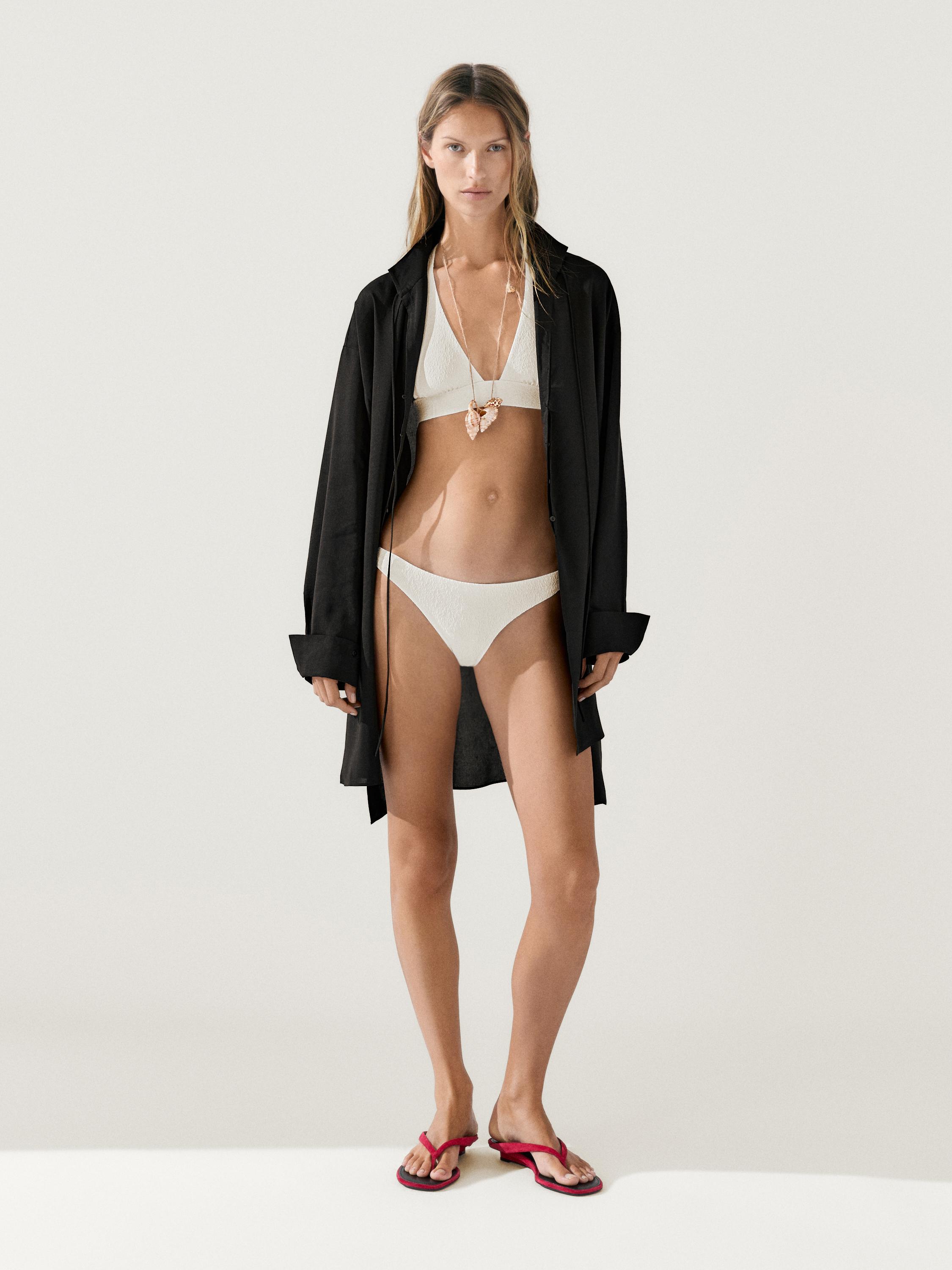 Textured bikini bottoms — Off white
