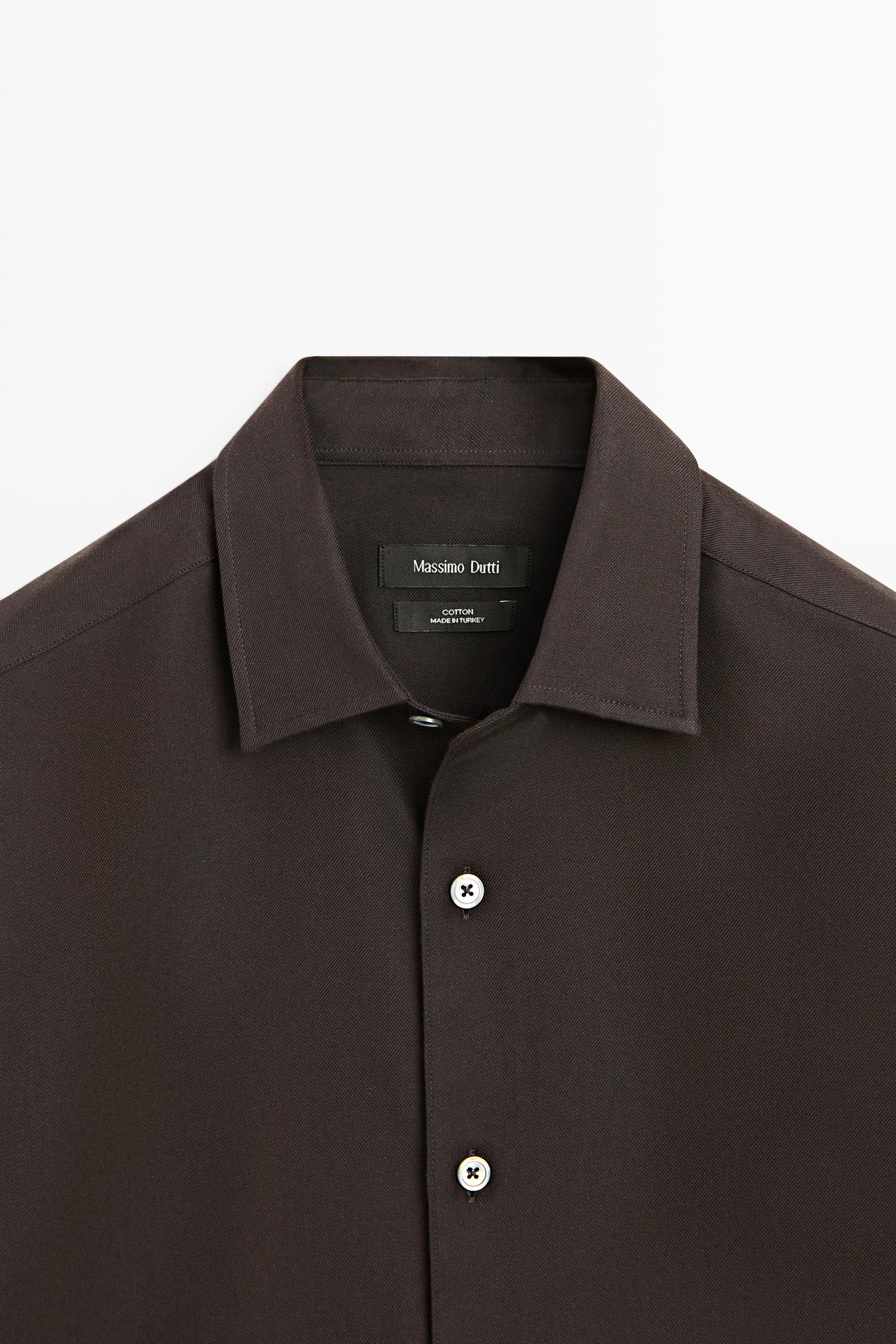 100% Cotton Twill Regular Fit Shirt — Chocolate