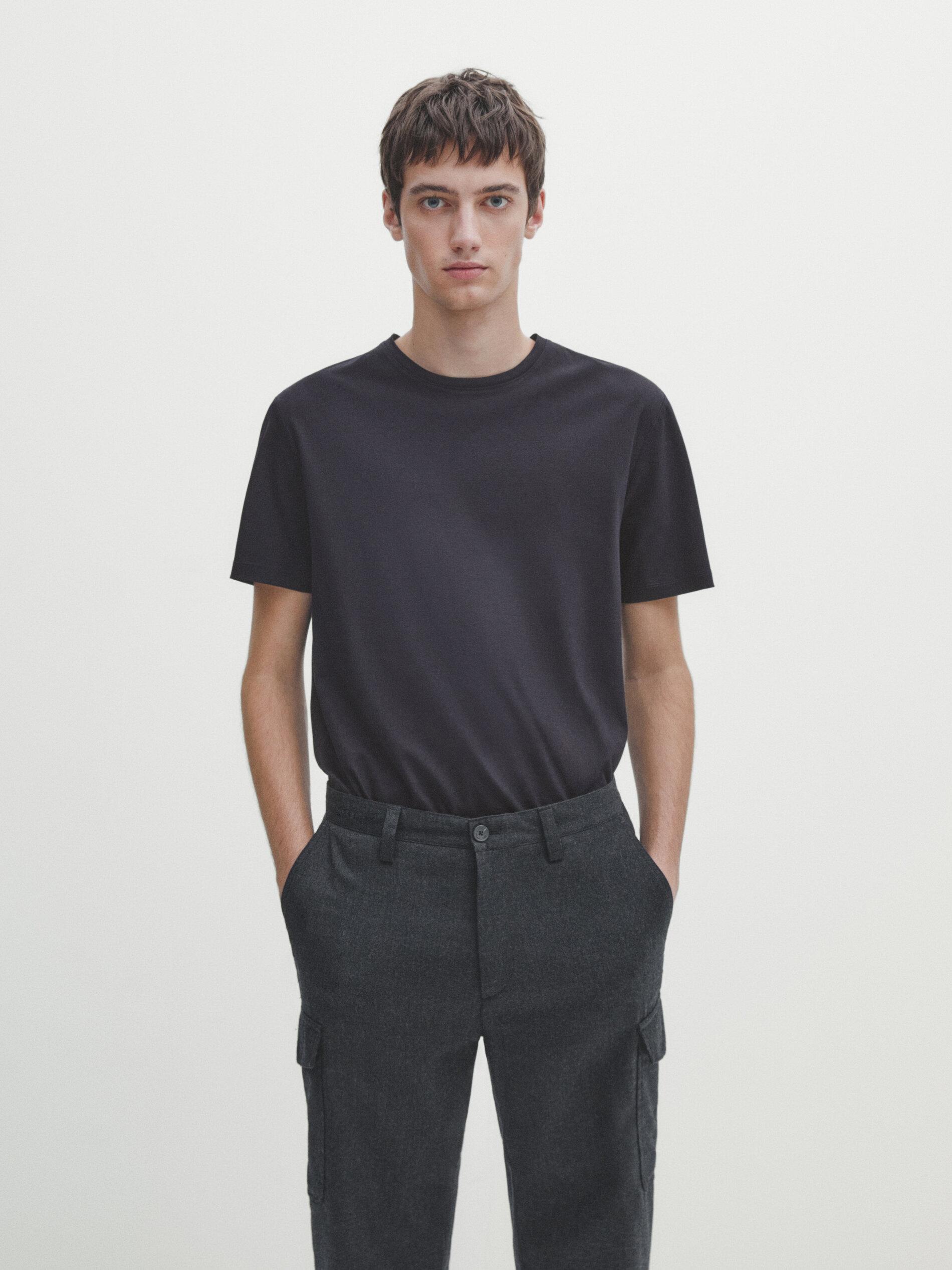 100% mercerised cotton T-shirt — NAVY BLUE