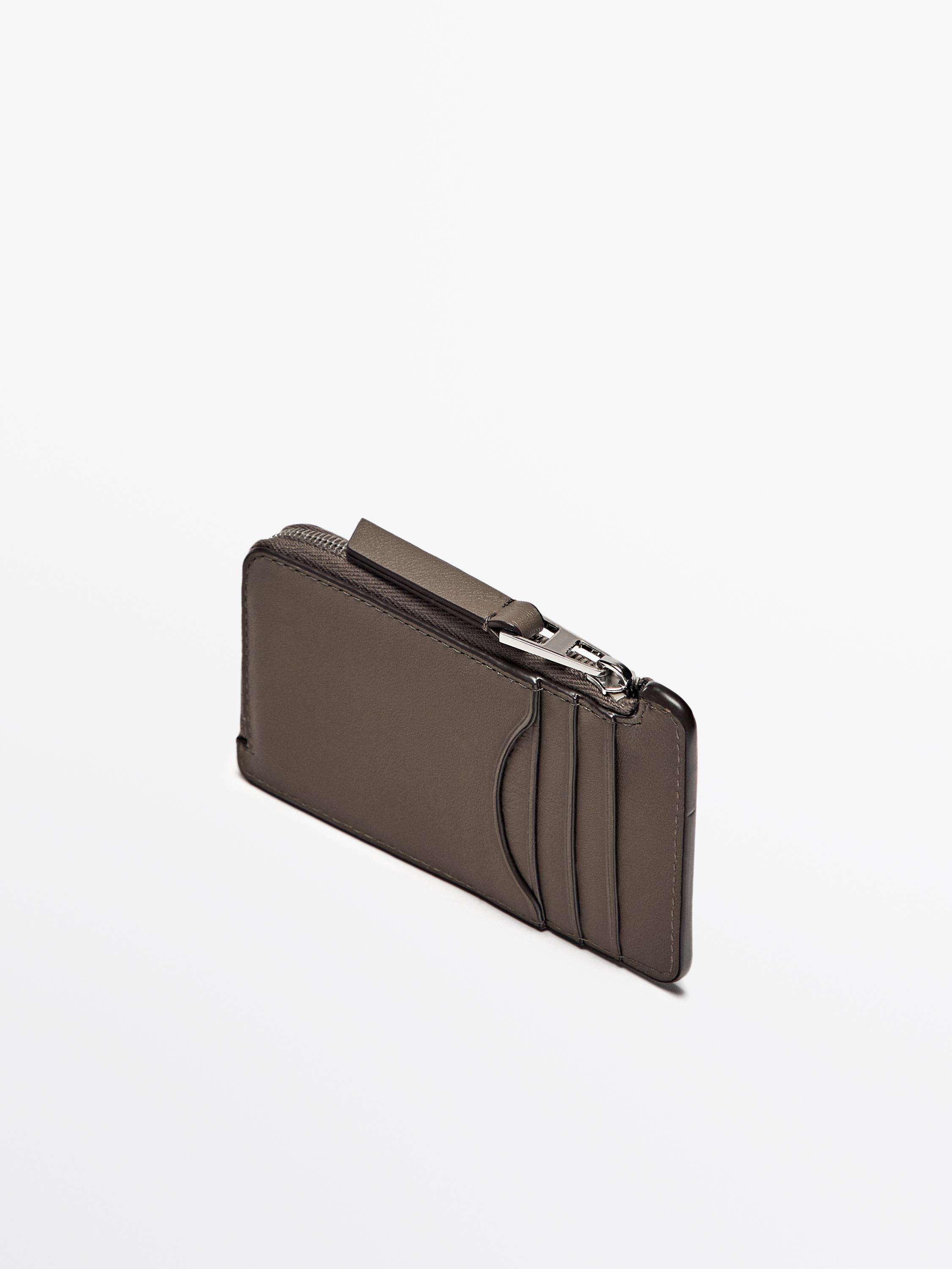 Nappa leather zipped card holder
