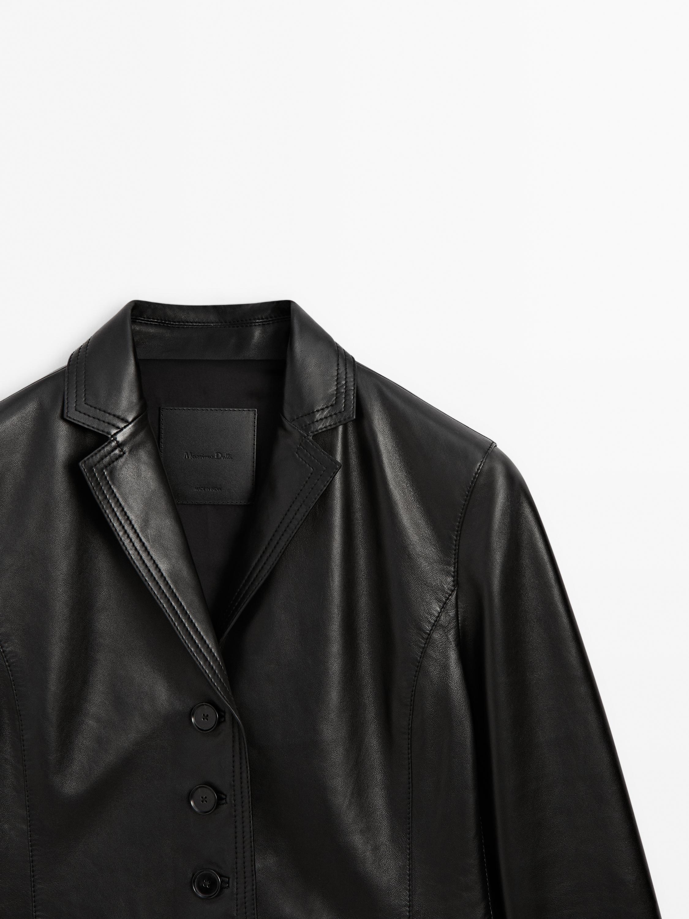 Fitted nappa leather blazer
