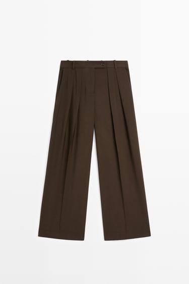 Wide-leg pants with pleats — Chocolate 2