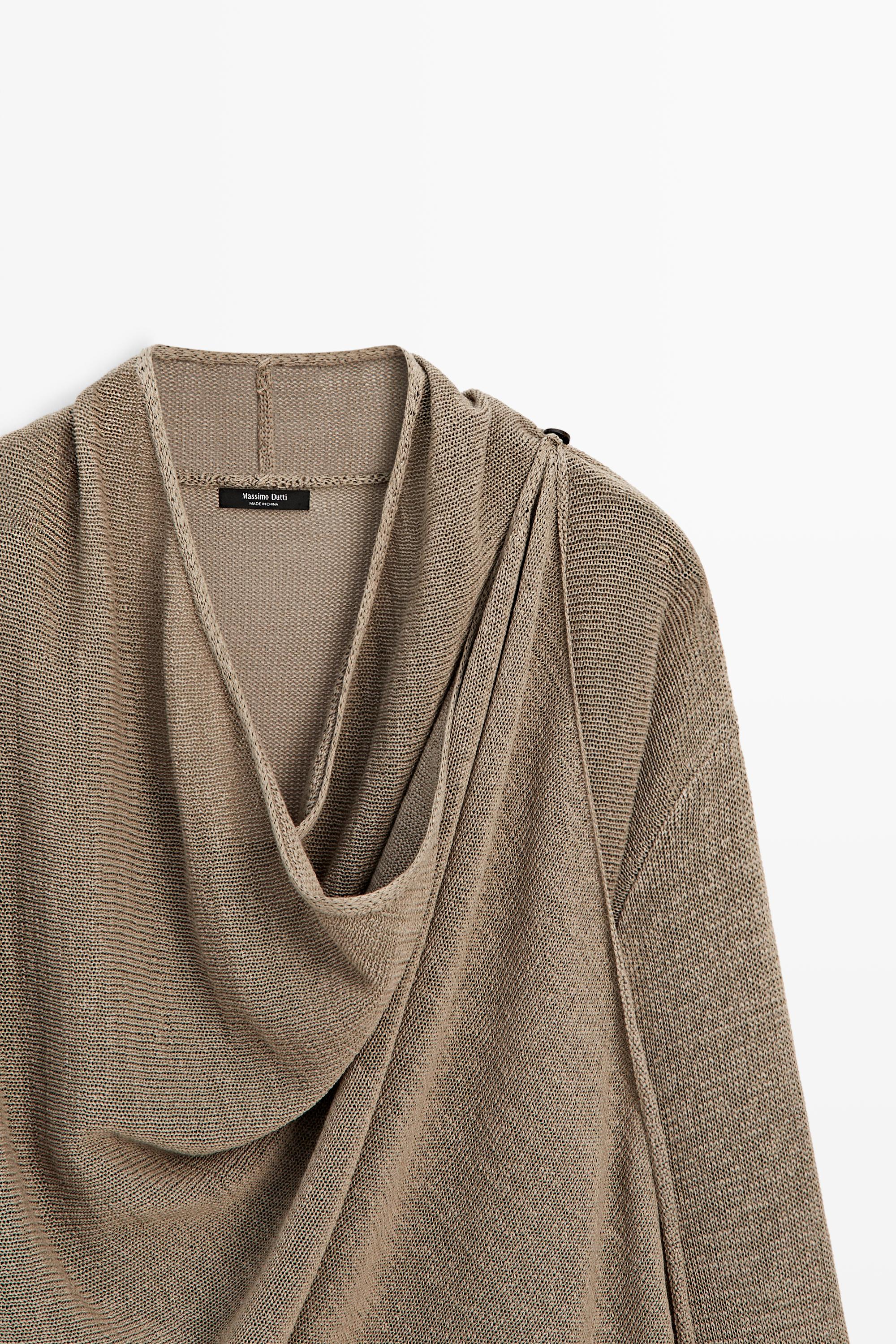 Total look draped knit cape cardigan — SAND