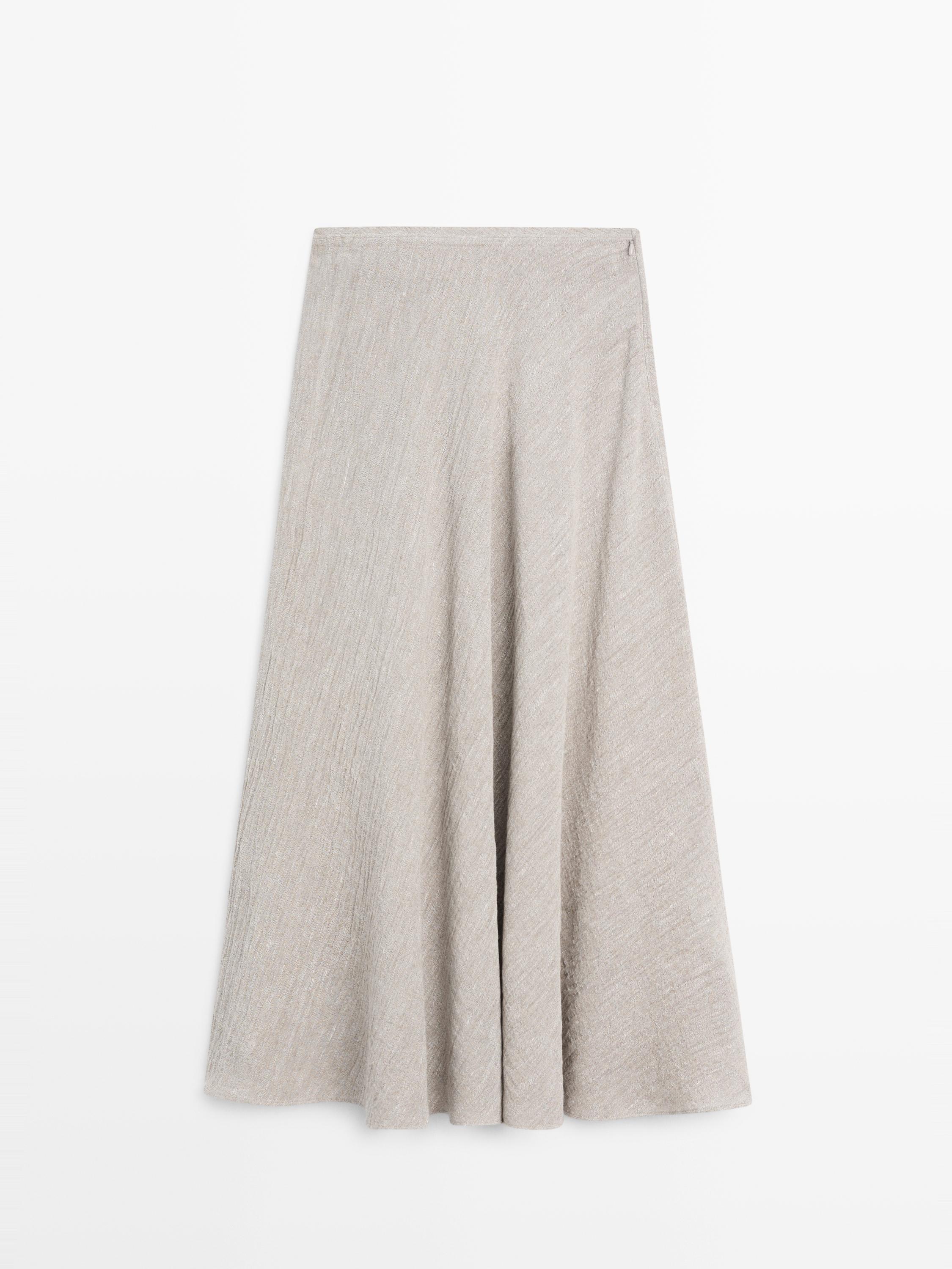 Waffle-knit flared midi skirt — GREY