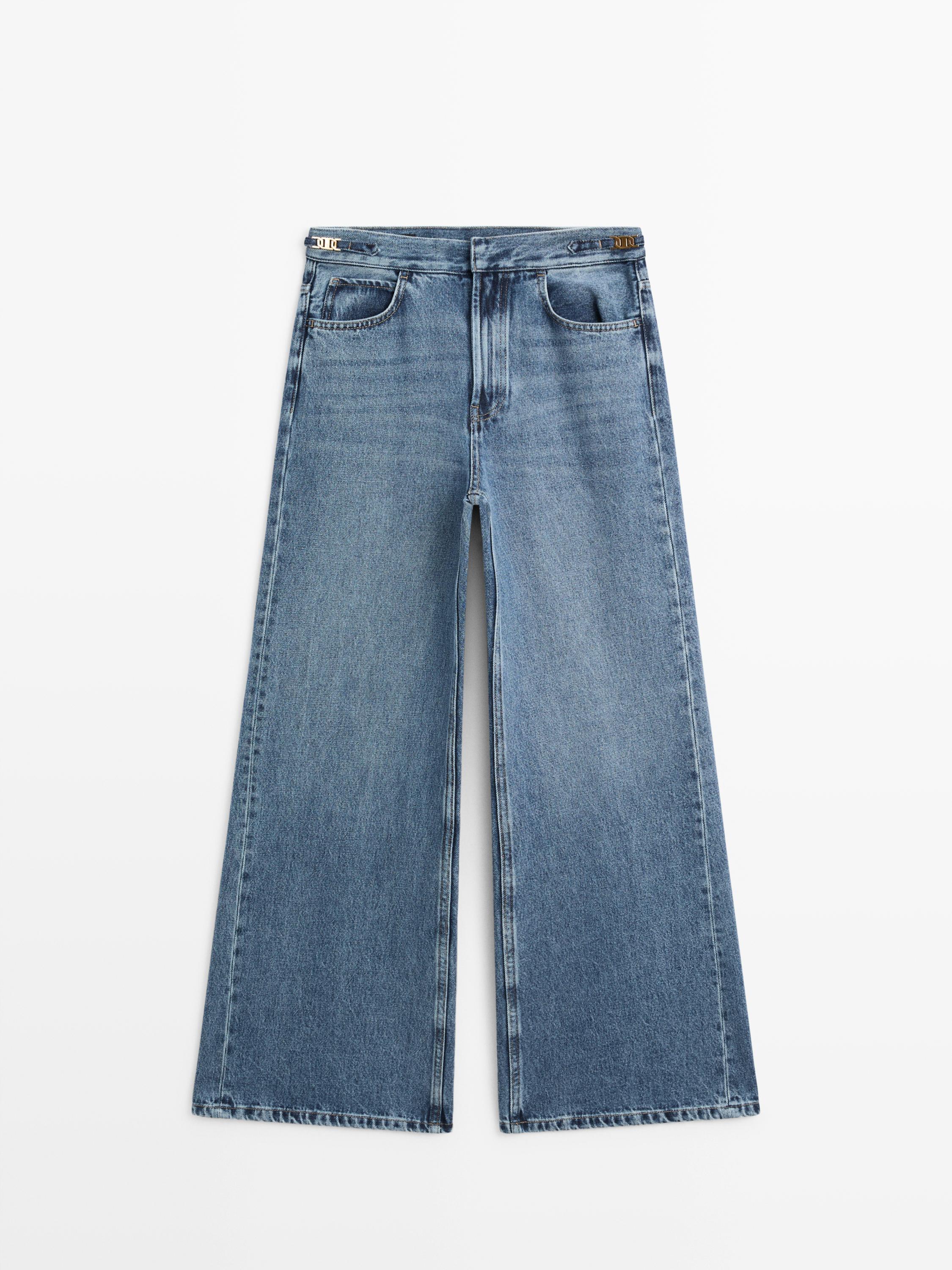 Mid-rise bell bottom jeans — MEDIUM BLUE