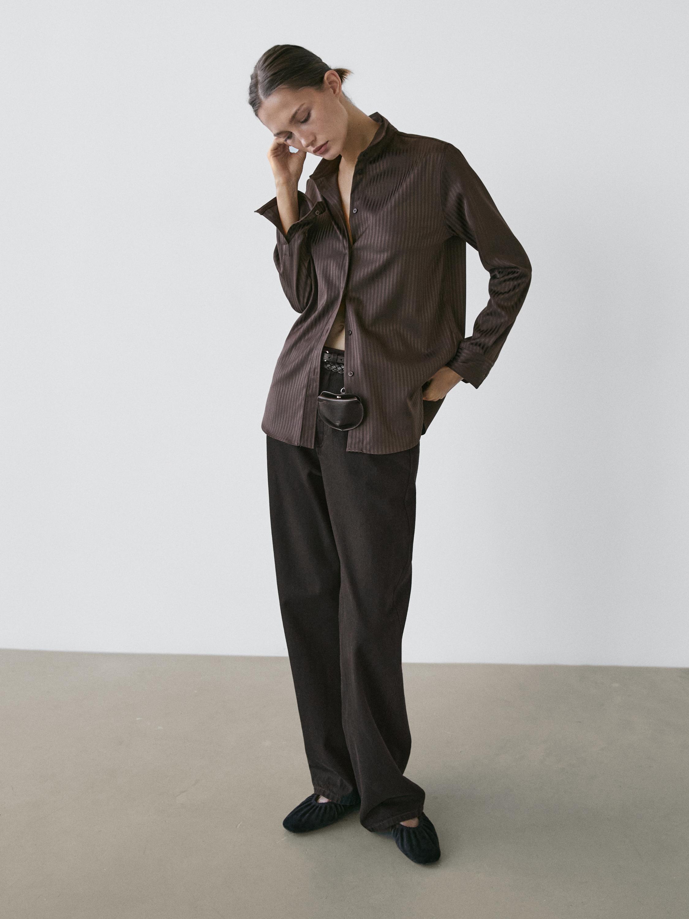 Striped flowing shirt — BROWN