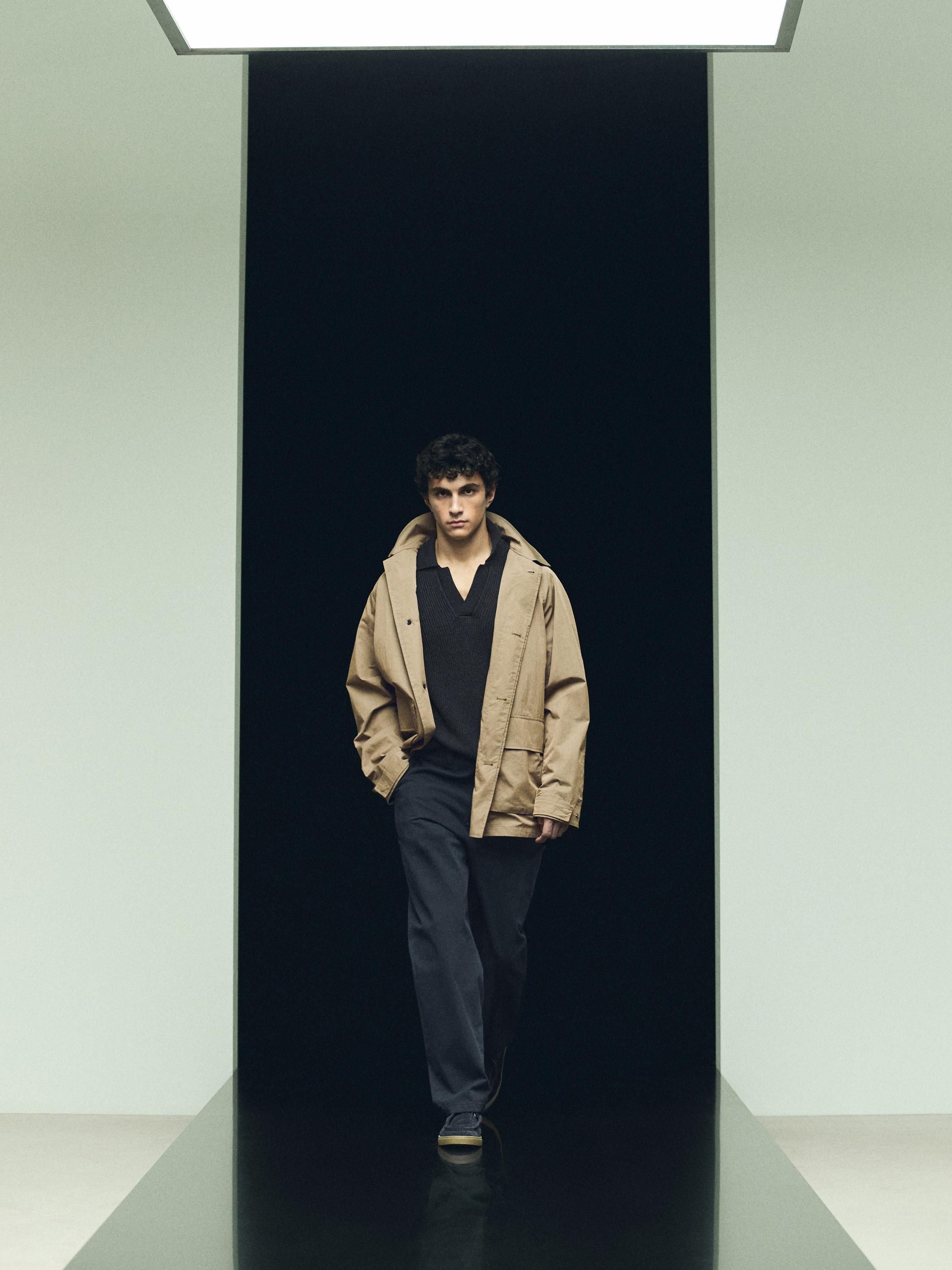 Cotton blend parka with pockets — BEIGE