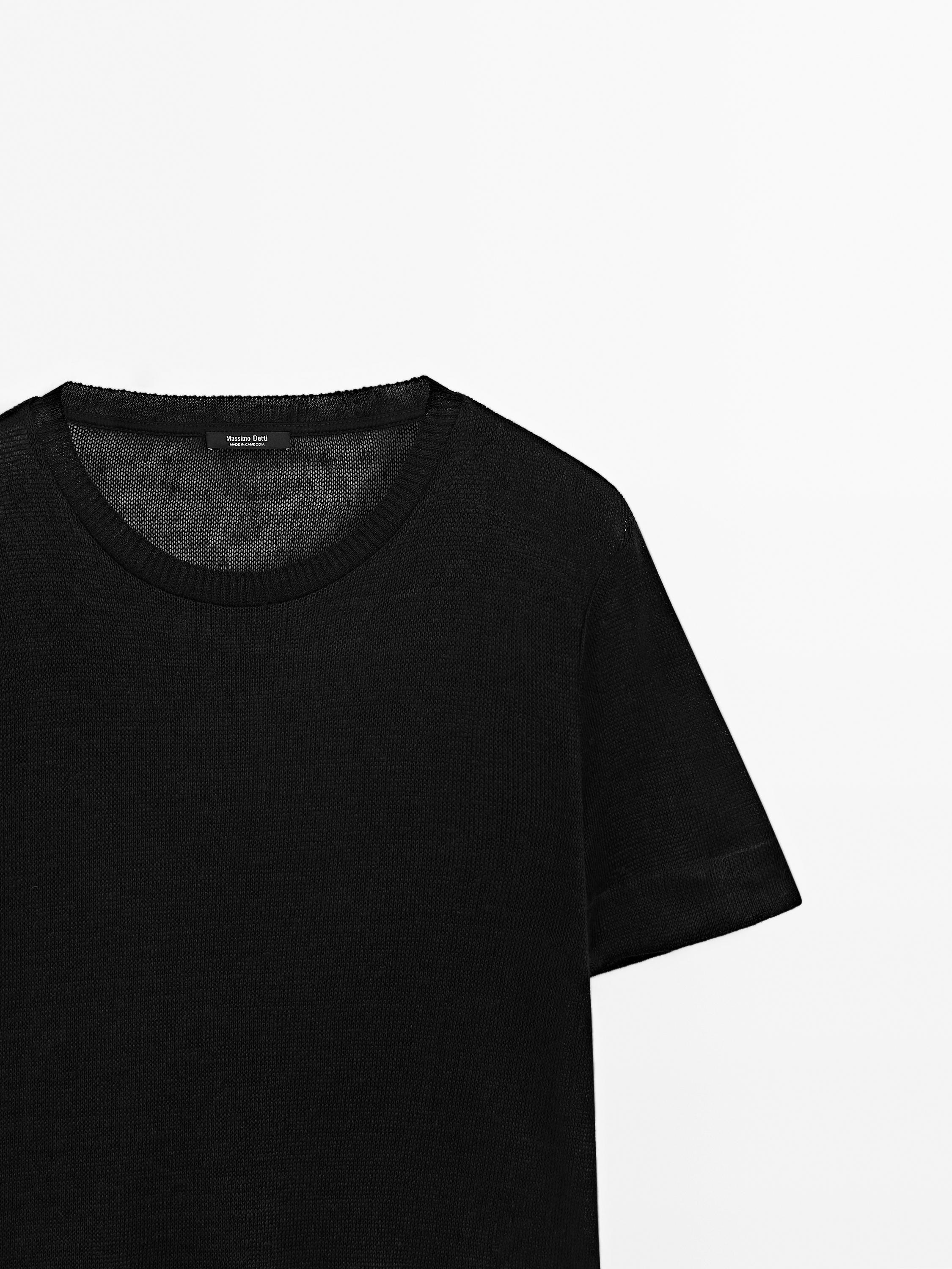 100% linen cutwork T-shirt