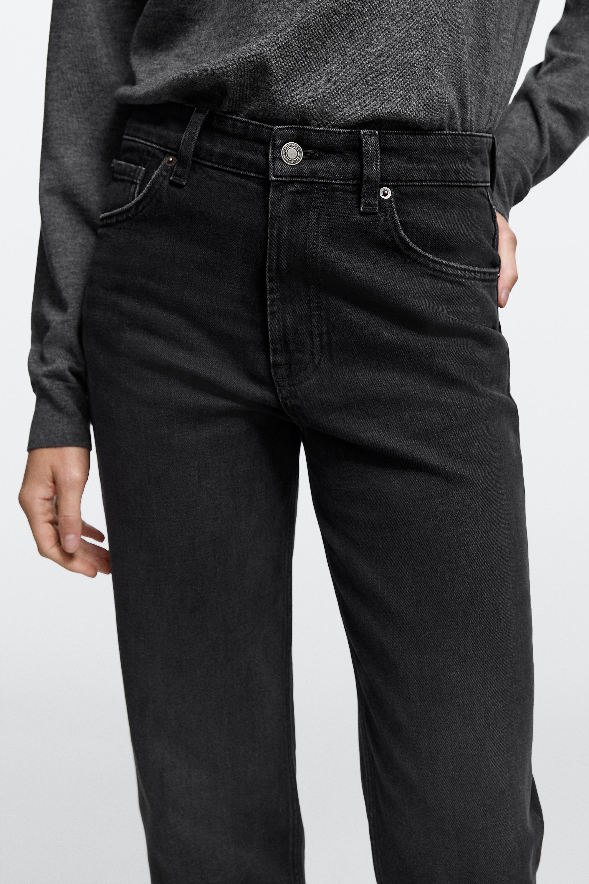 High-waist cropped straight-leg jeans — BLACK