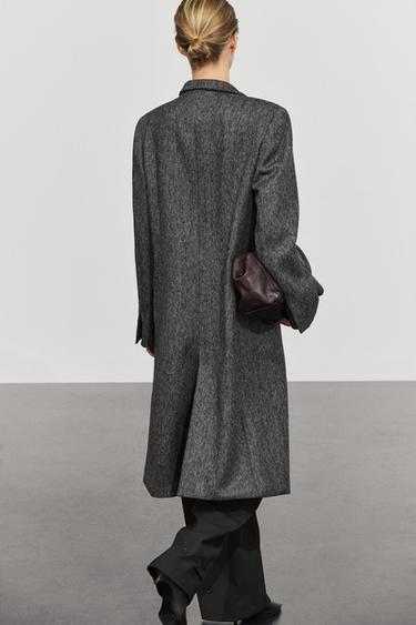 Long wool blend coat with marl finish — GREY 5