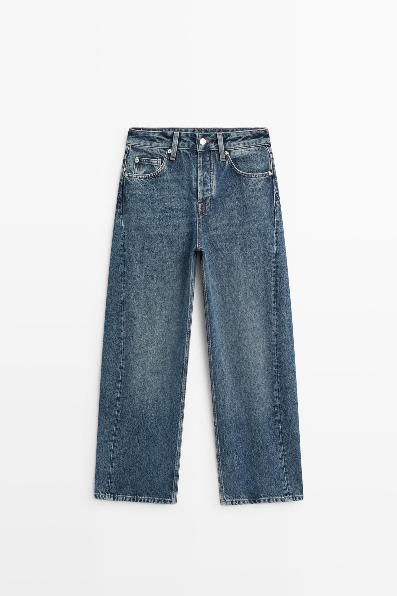 Mid-waist balloon fit jeans — MEDIUM BLUE