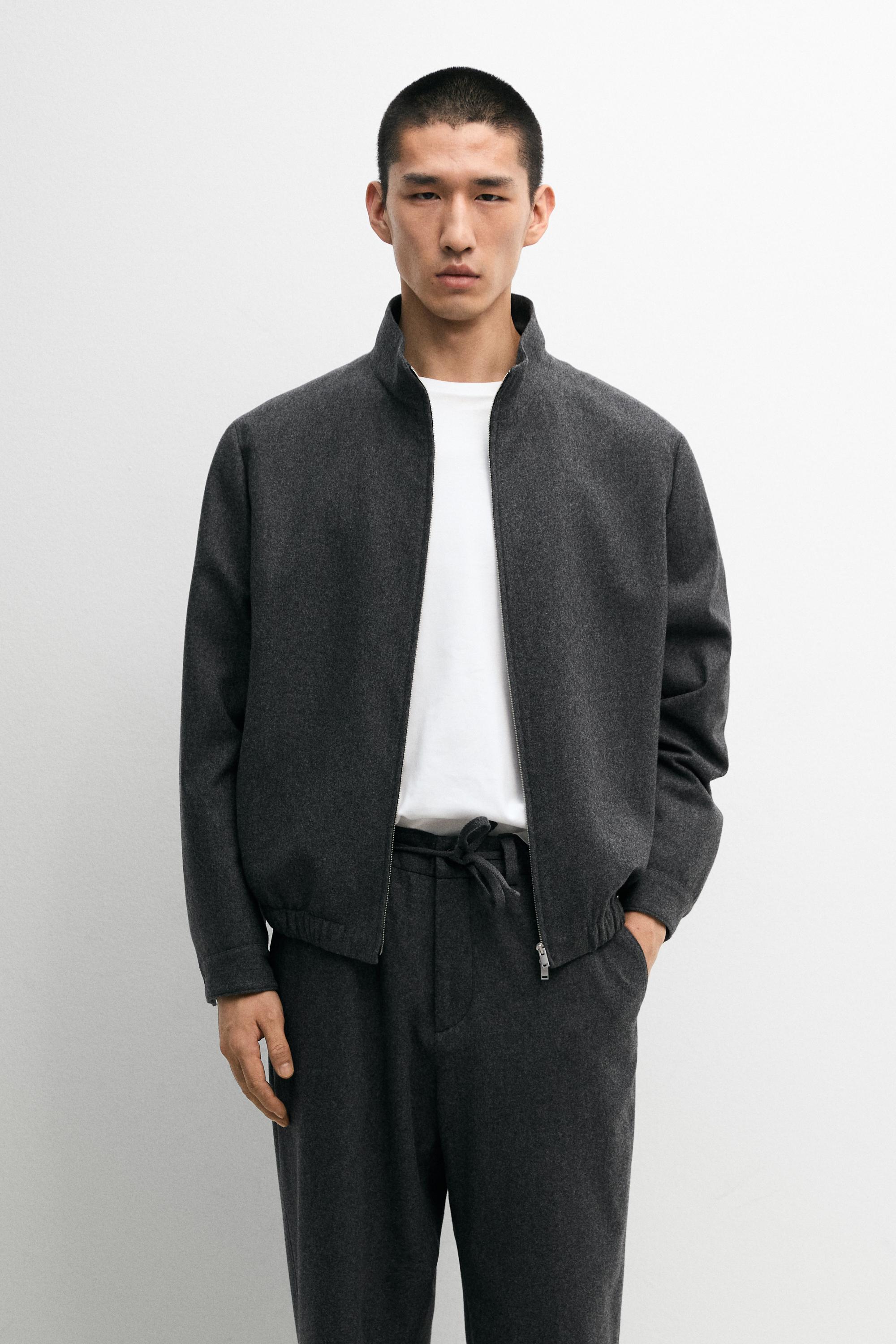 Wool blend flannel trousers — GREY