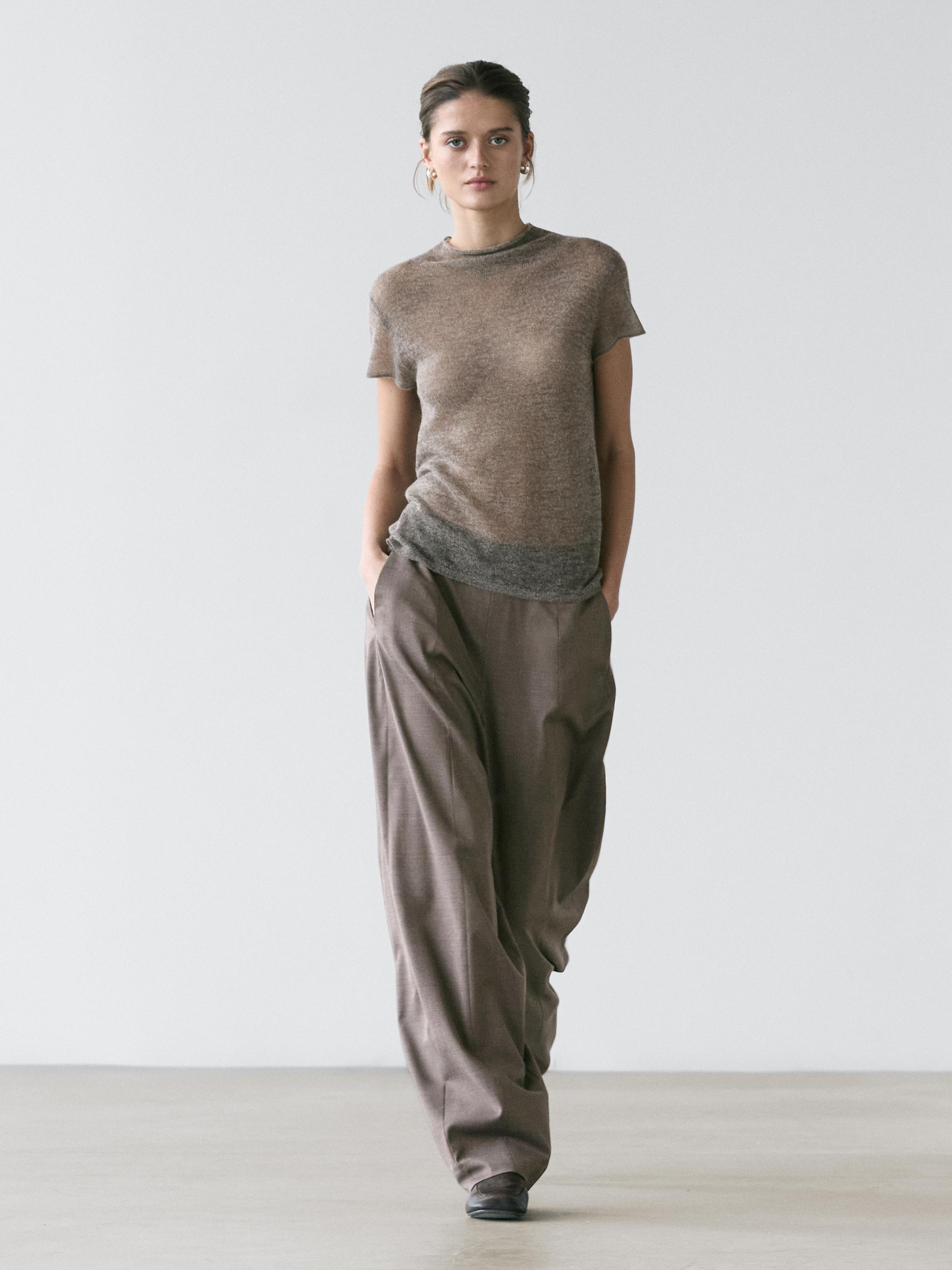 Camiseta punto calado con lana