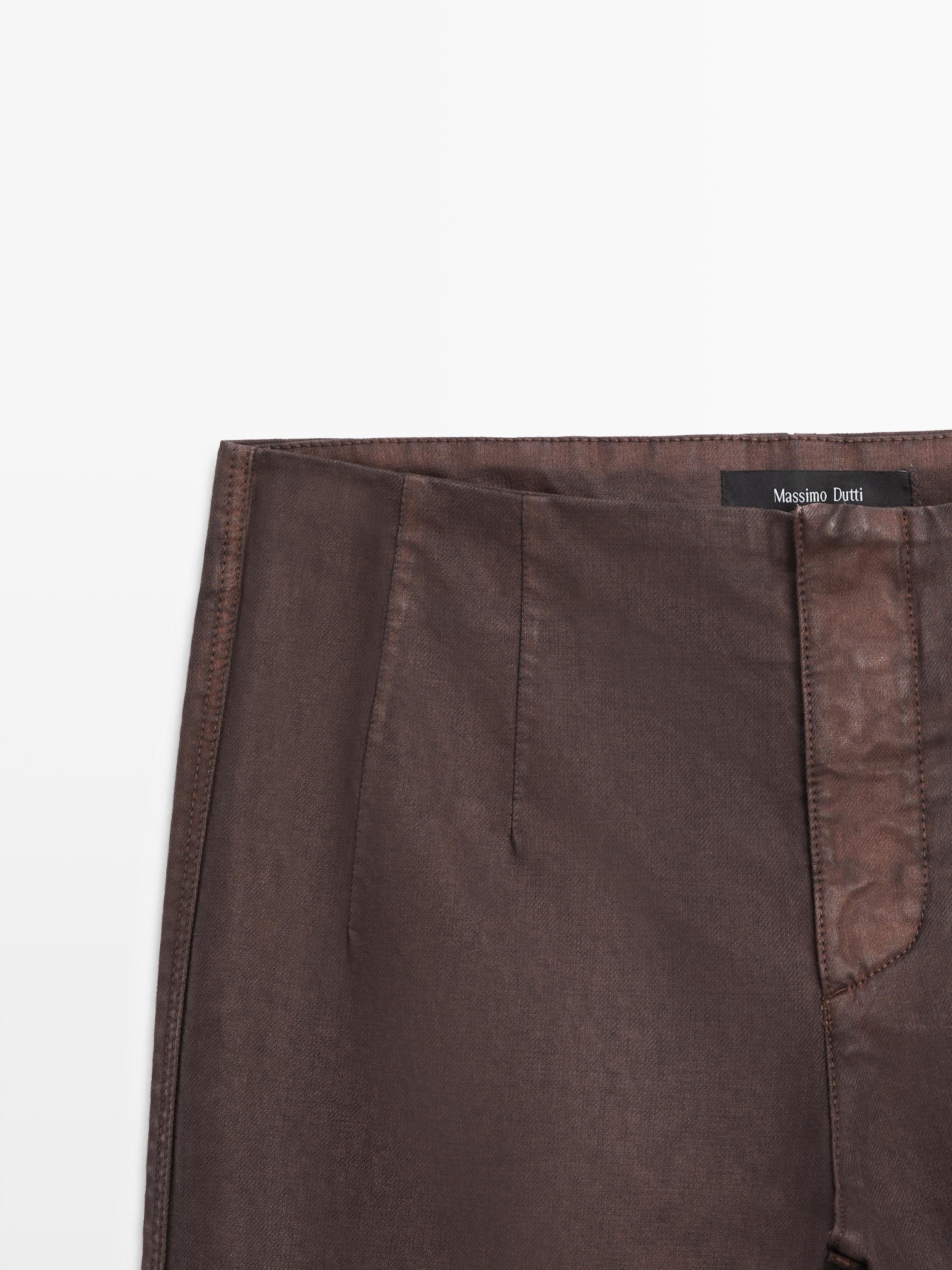 Waxed flare fit trousers — PURPLE