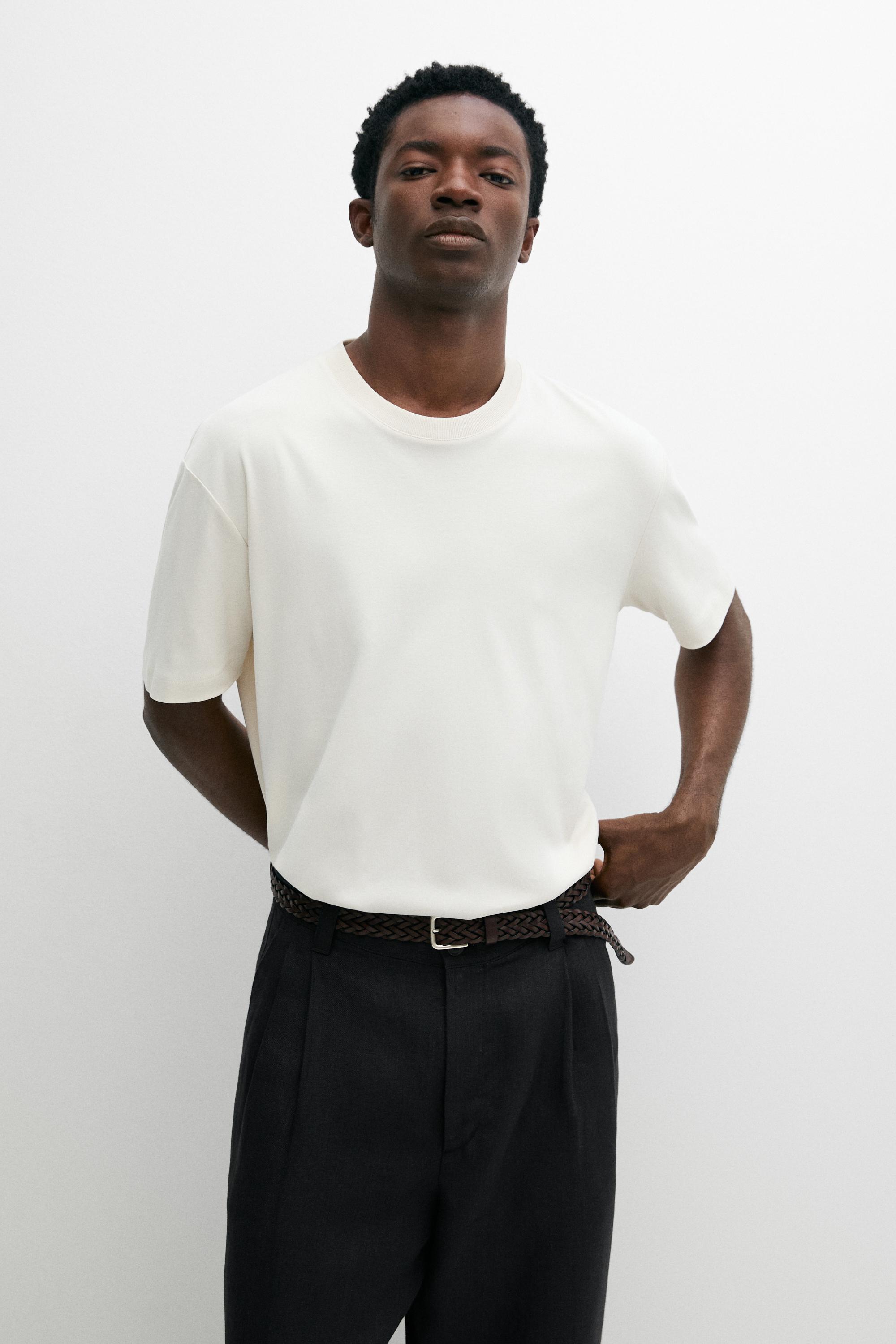 100% cotton short sleeve T-shirt — CREAM