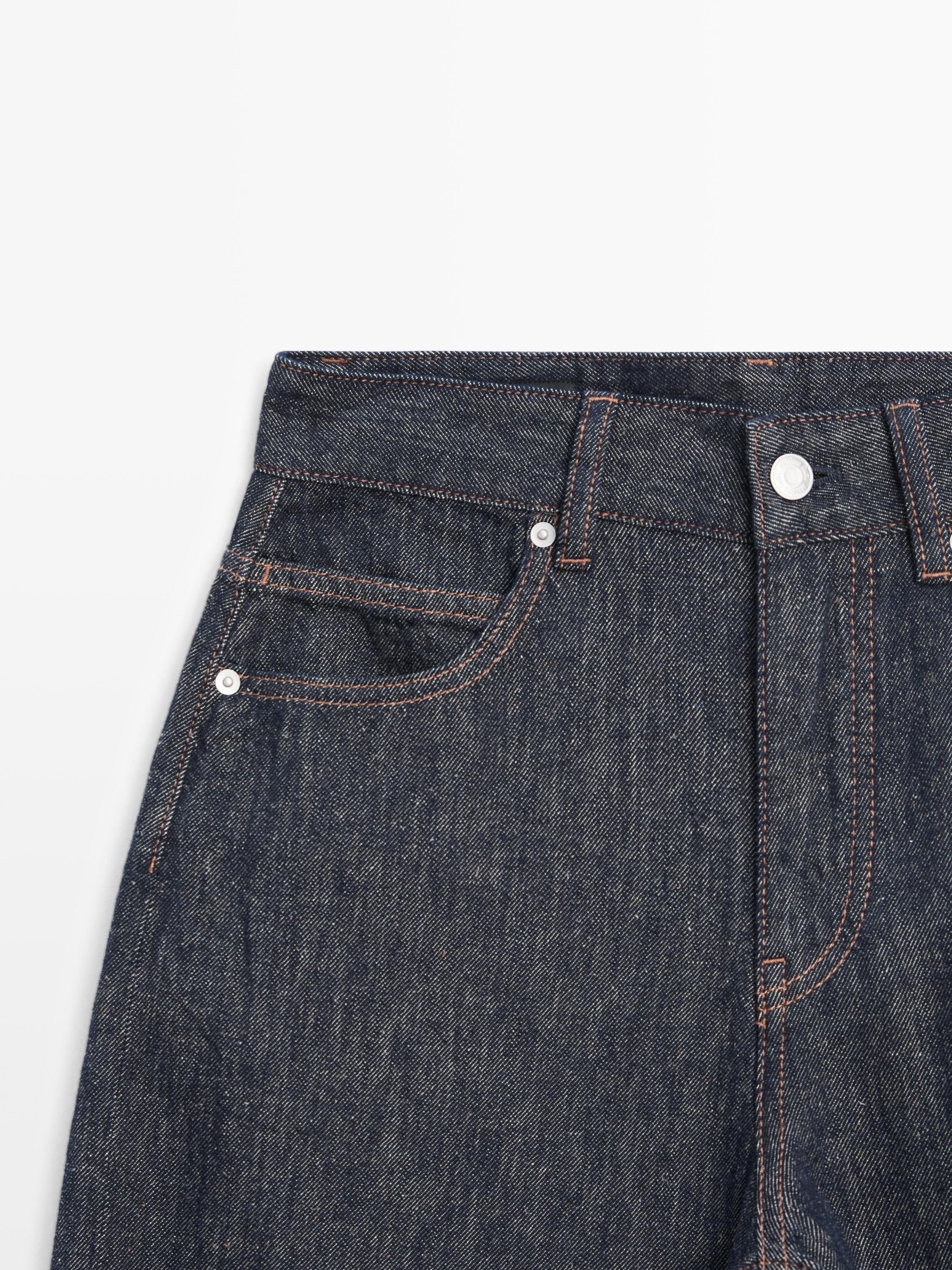 High-waist barrel fit jeans — DARK BLUE