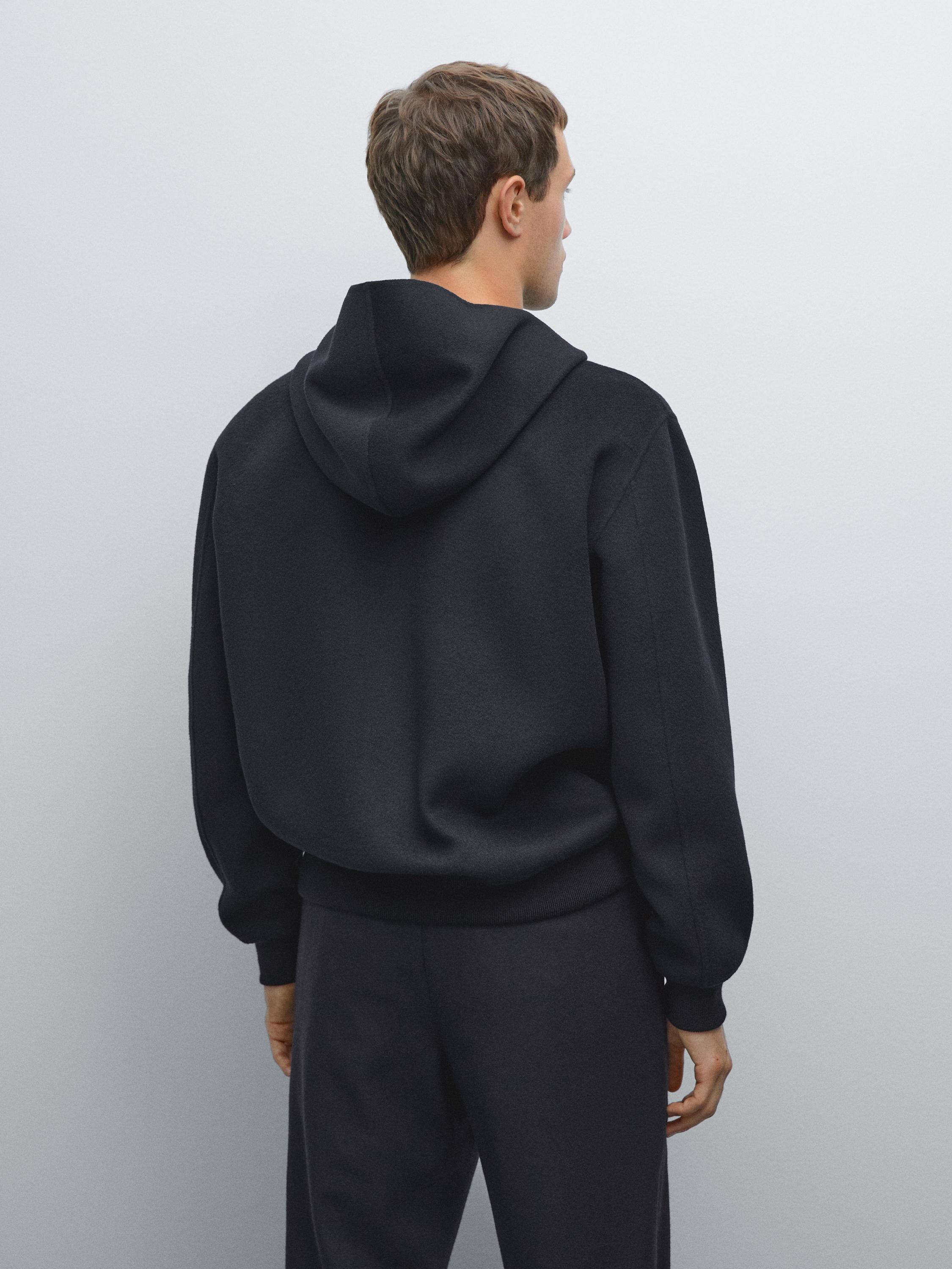 Dvostruka jakna od mešavine vune sa kapuljačom