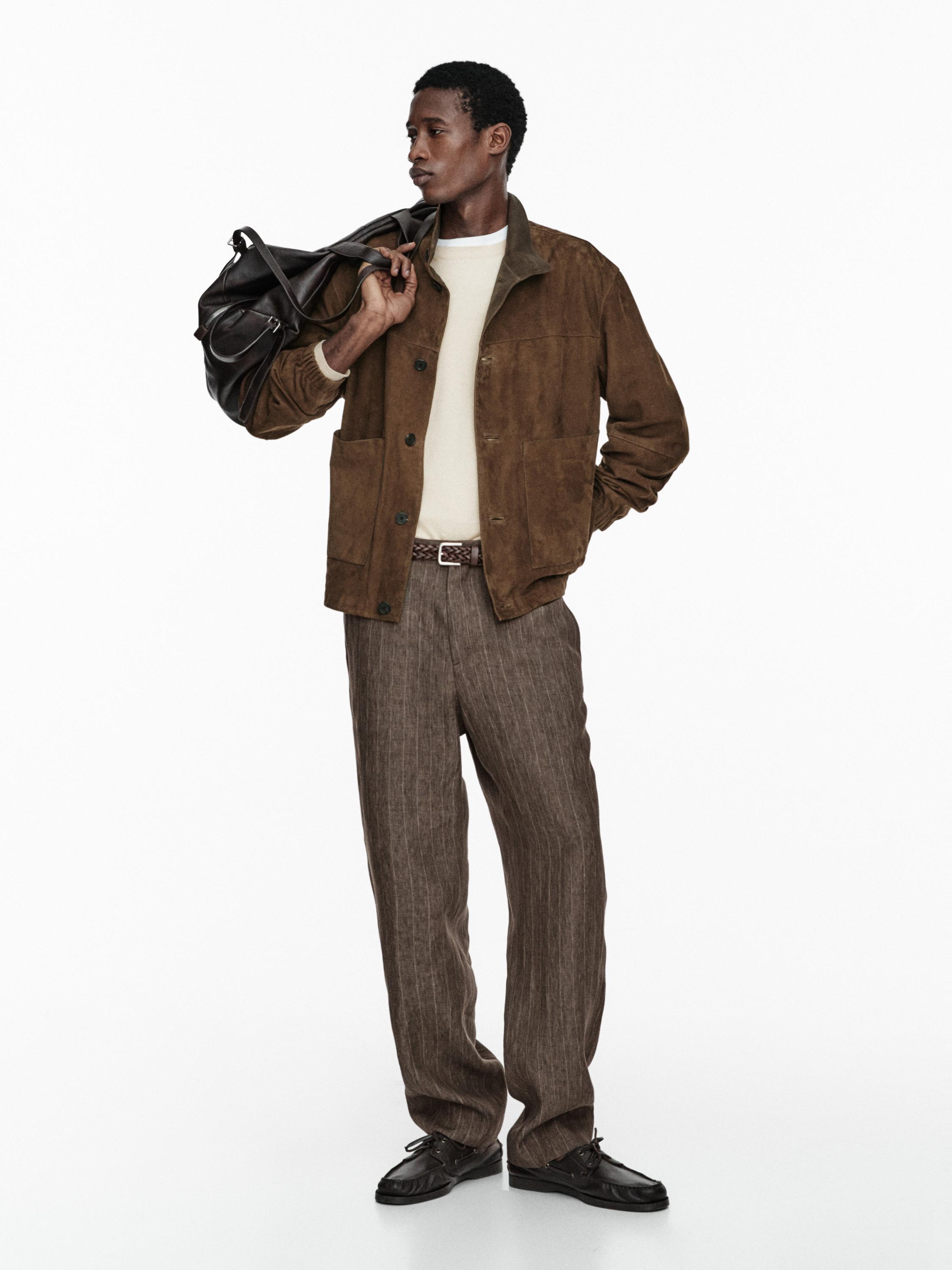 Suede leather jacket — Tobacco brown