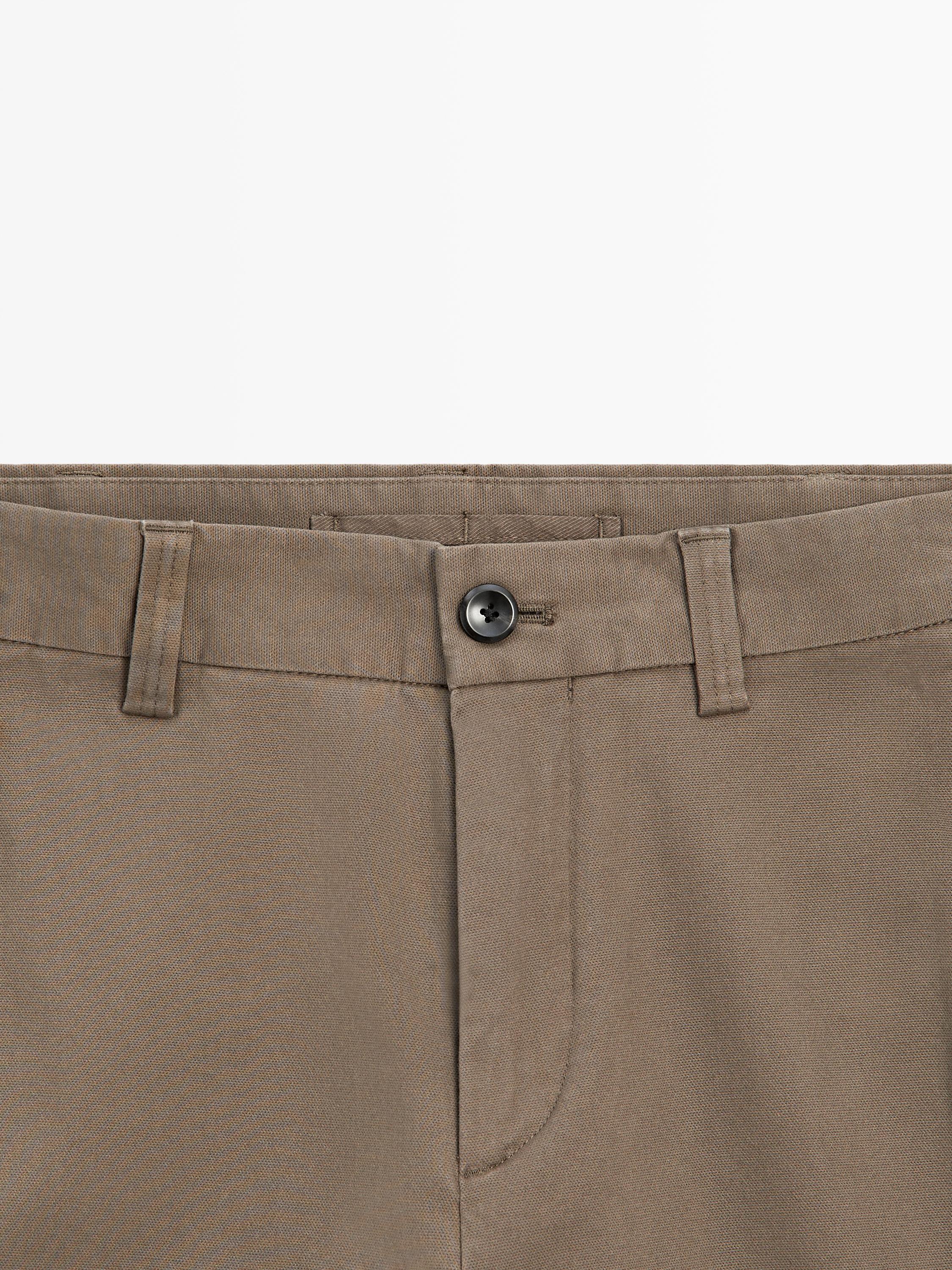Tapered fit micro textured trousers — MINK