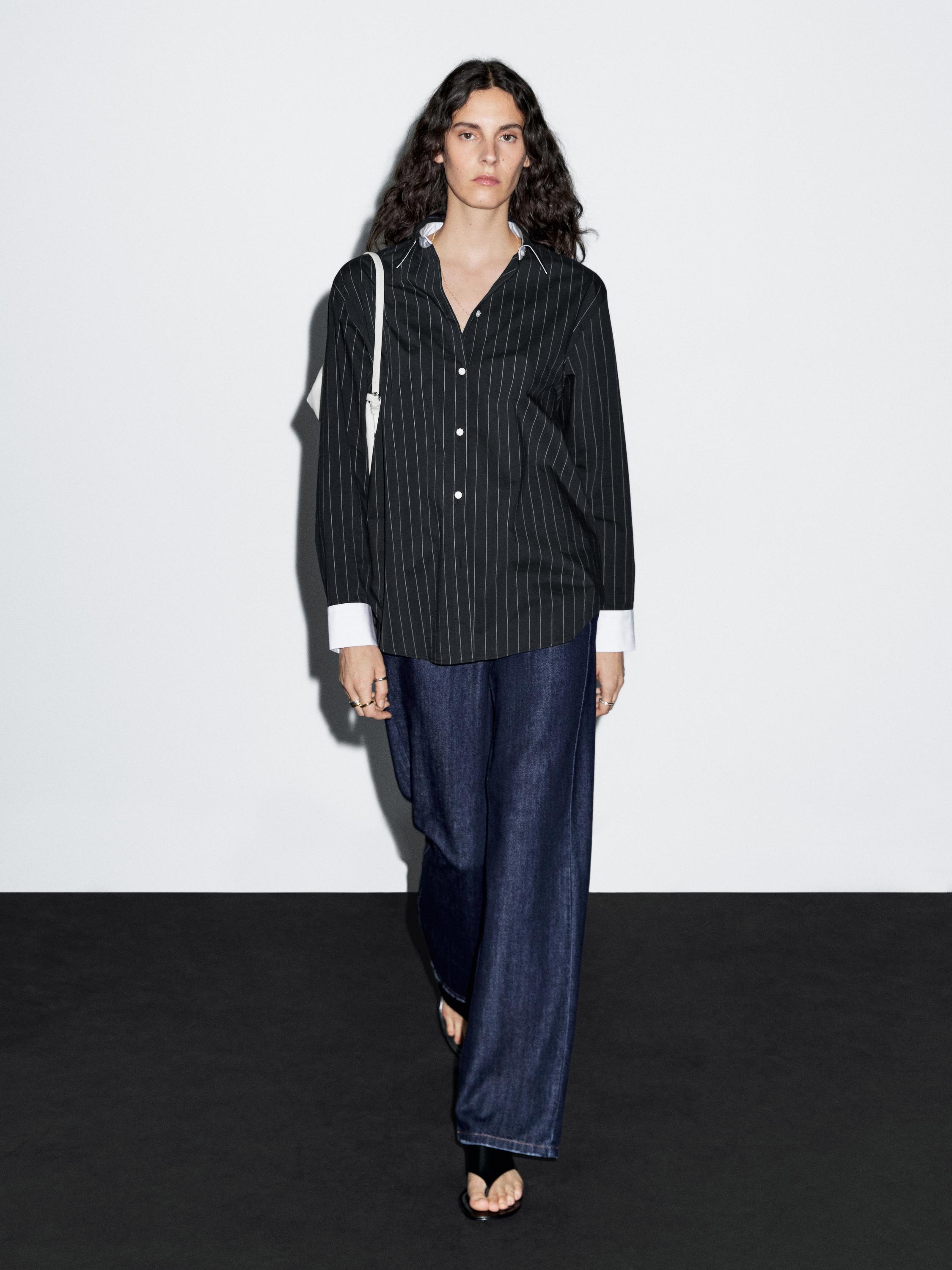 Striped shirt with contrast detail