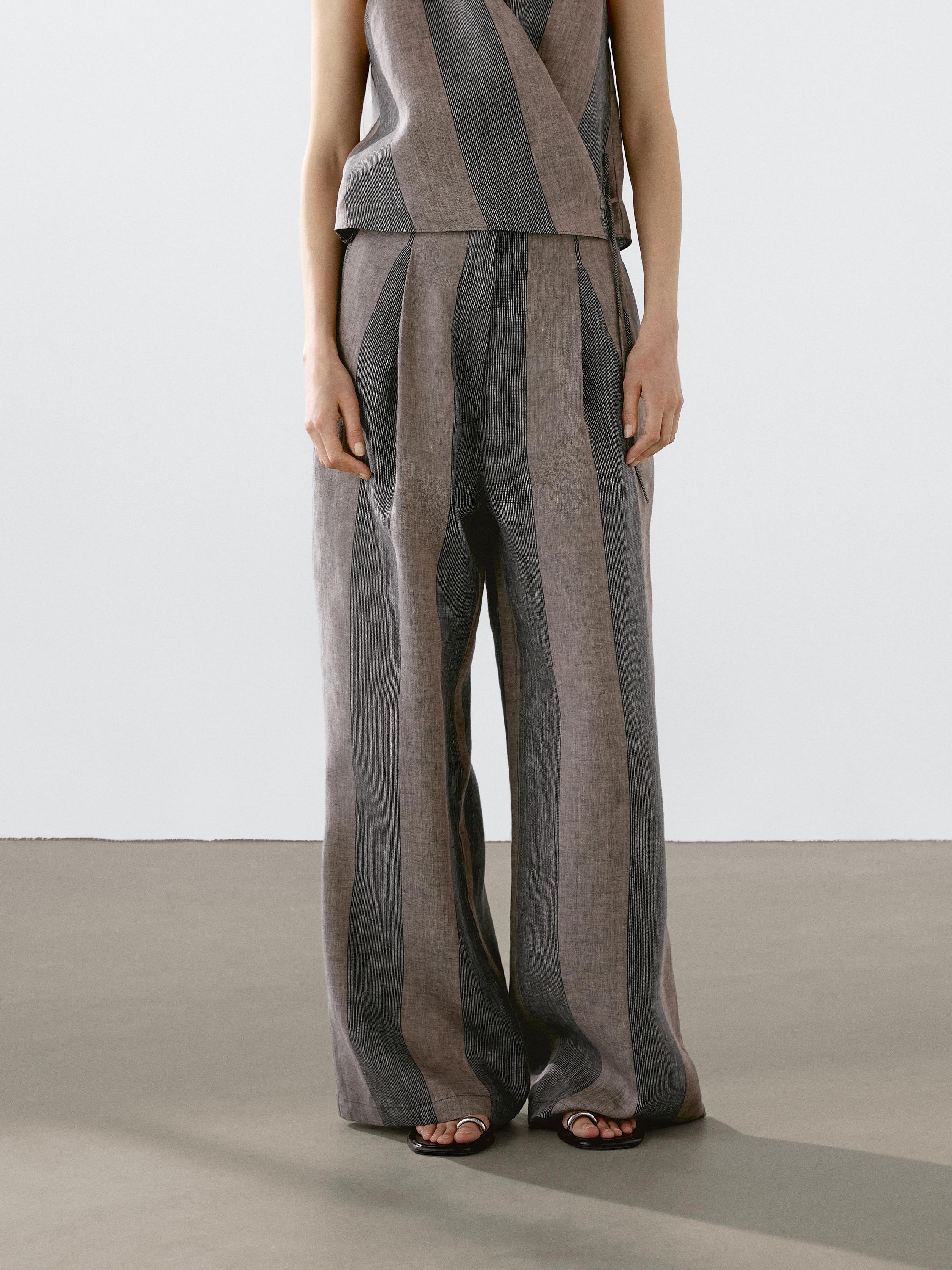 Palazzo trousers with contrast stripe
