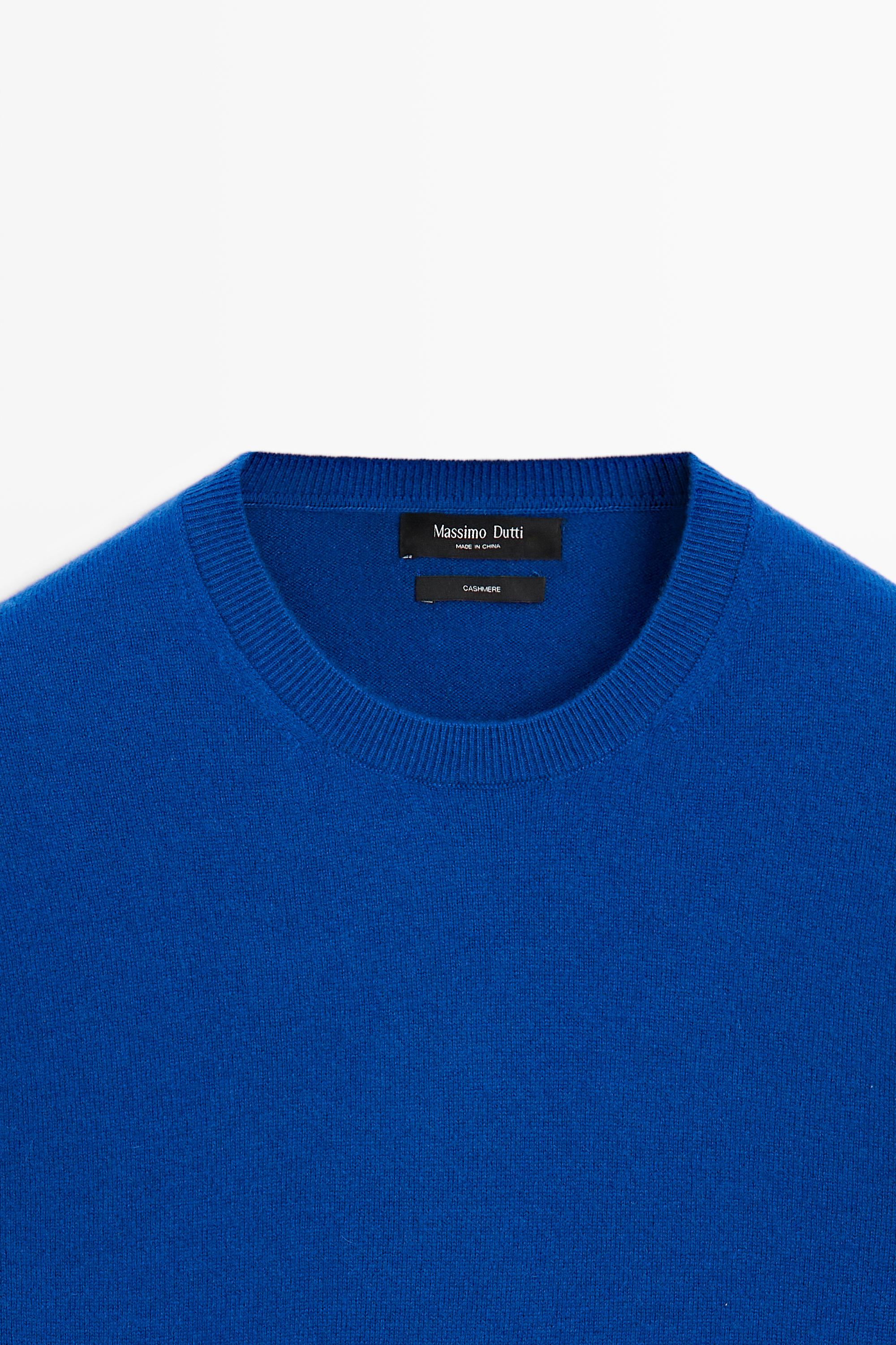 100% cashmere ribbed knit sweater — Blue