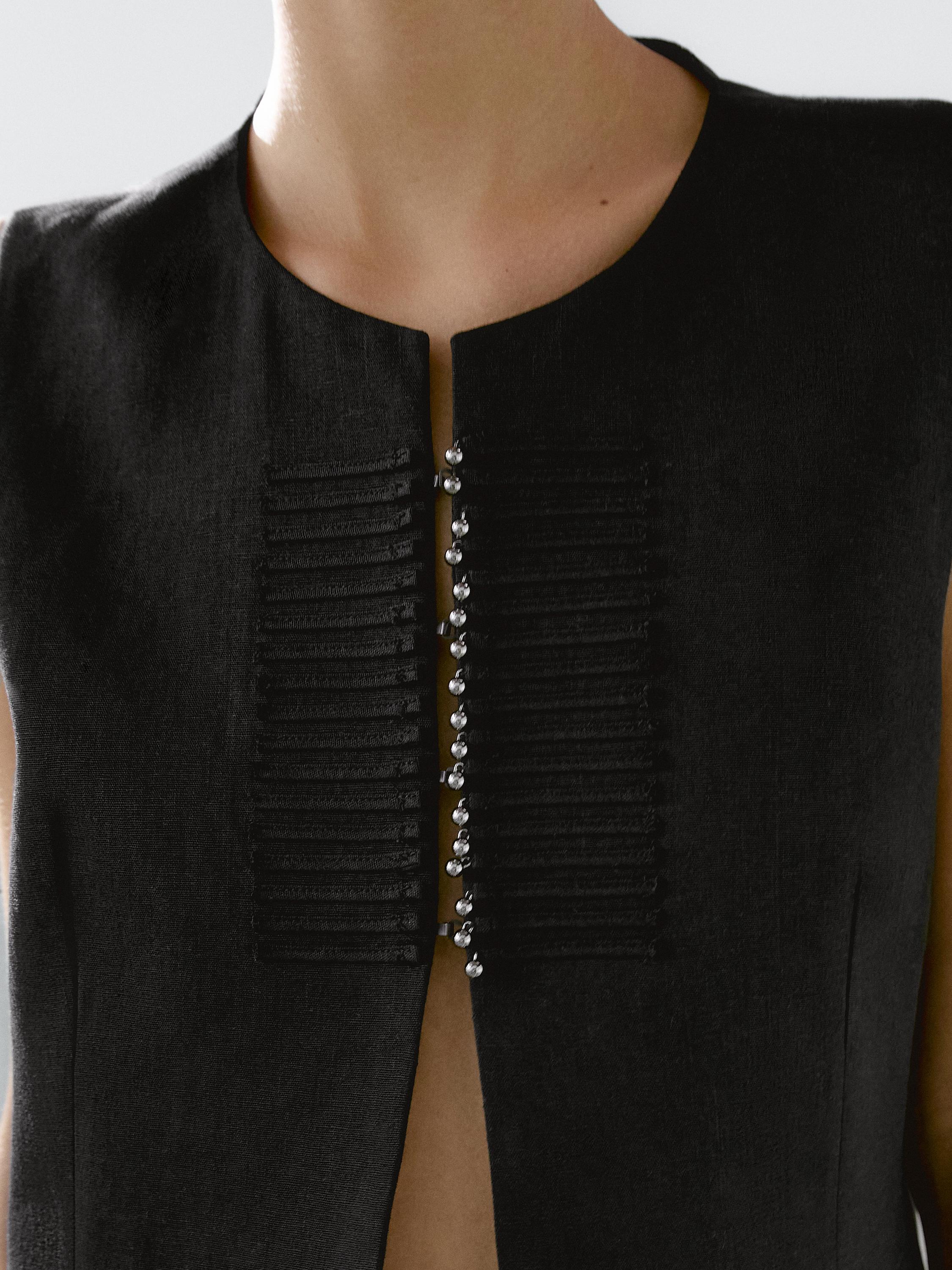 Linen blend beaded waistcoat