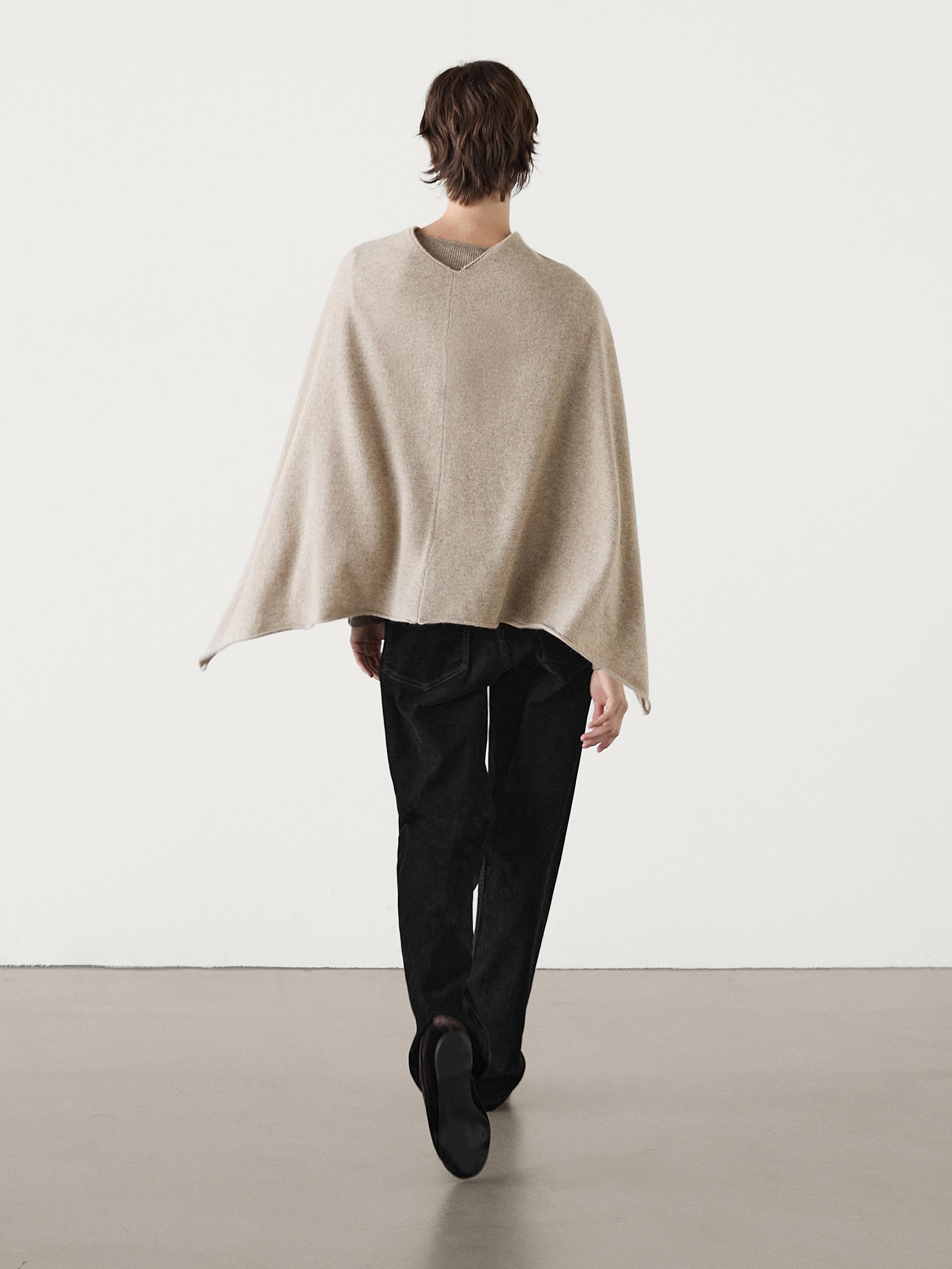 Asymmetric cashmere cape