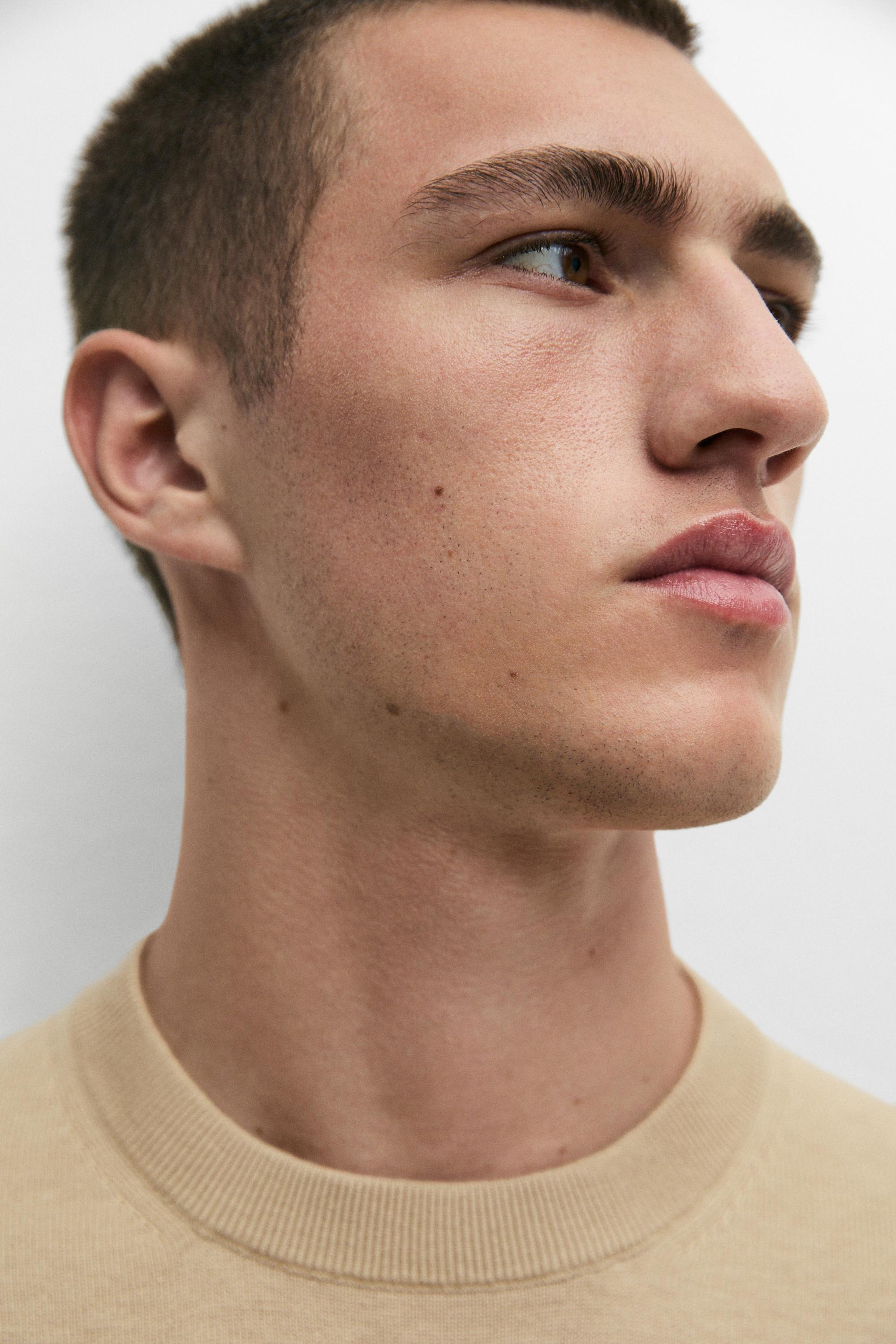 Cotton blend knit sweater — CAMEL