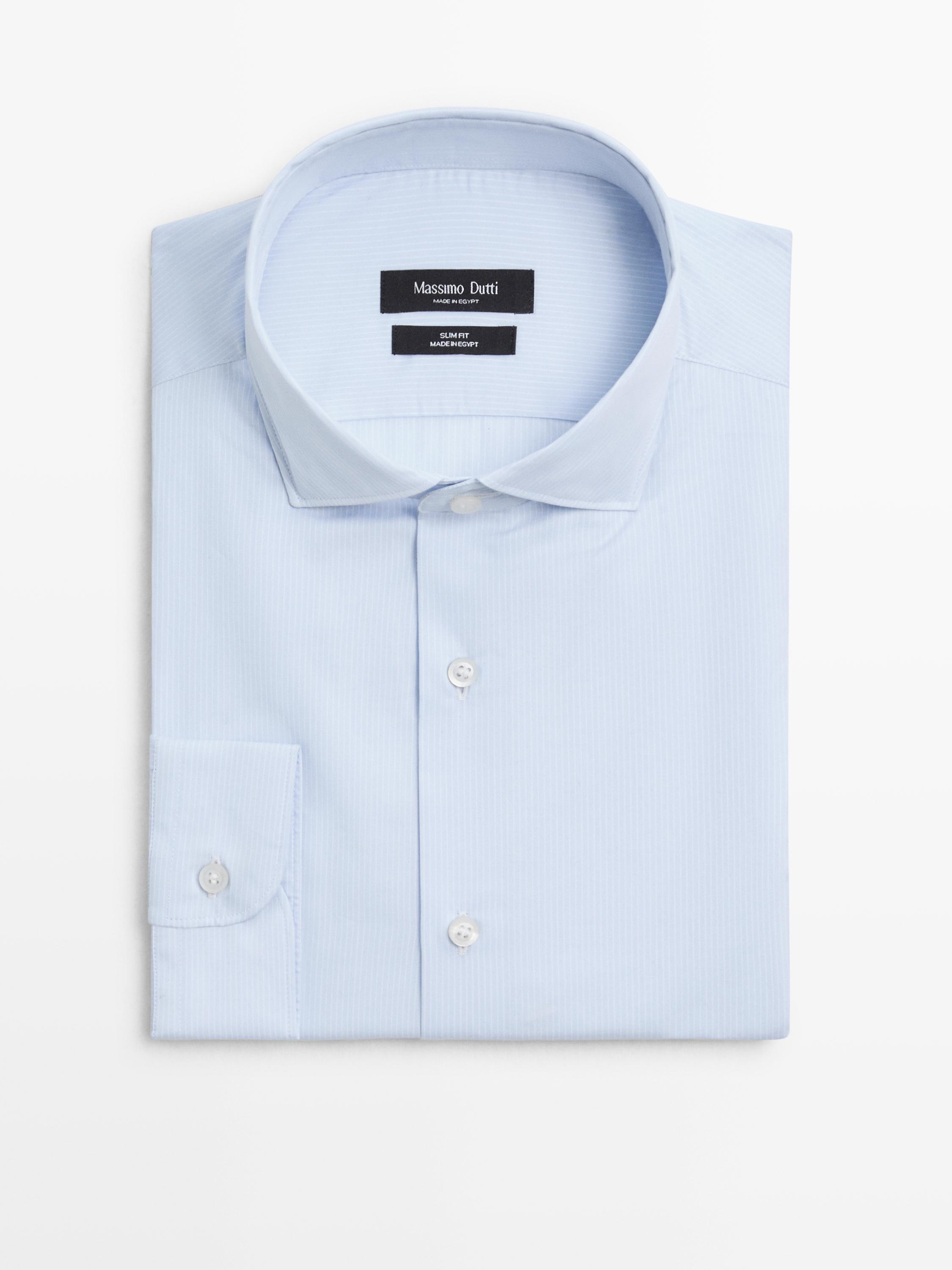 Slim fit 100% cotton shirt — SKY BLUE