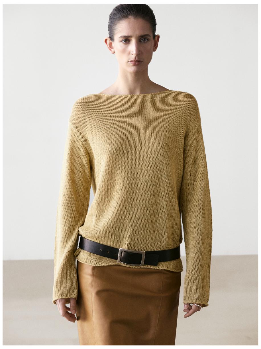 Cotton blend cutwork sweater — LIME