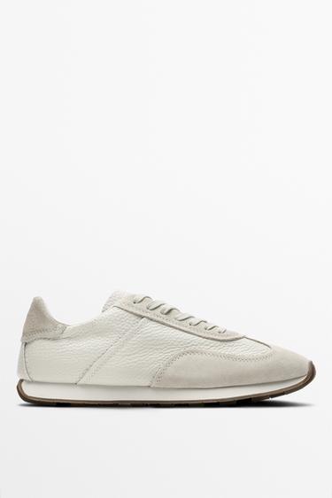 Milled nappa leather sneaker — WHITE 1