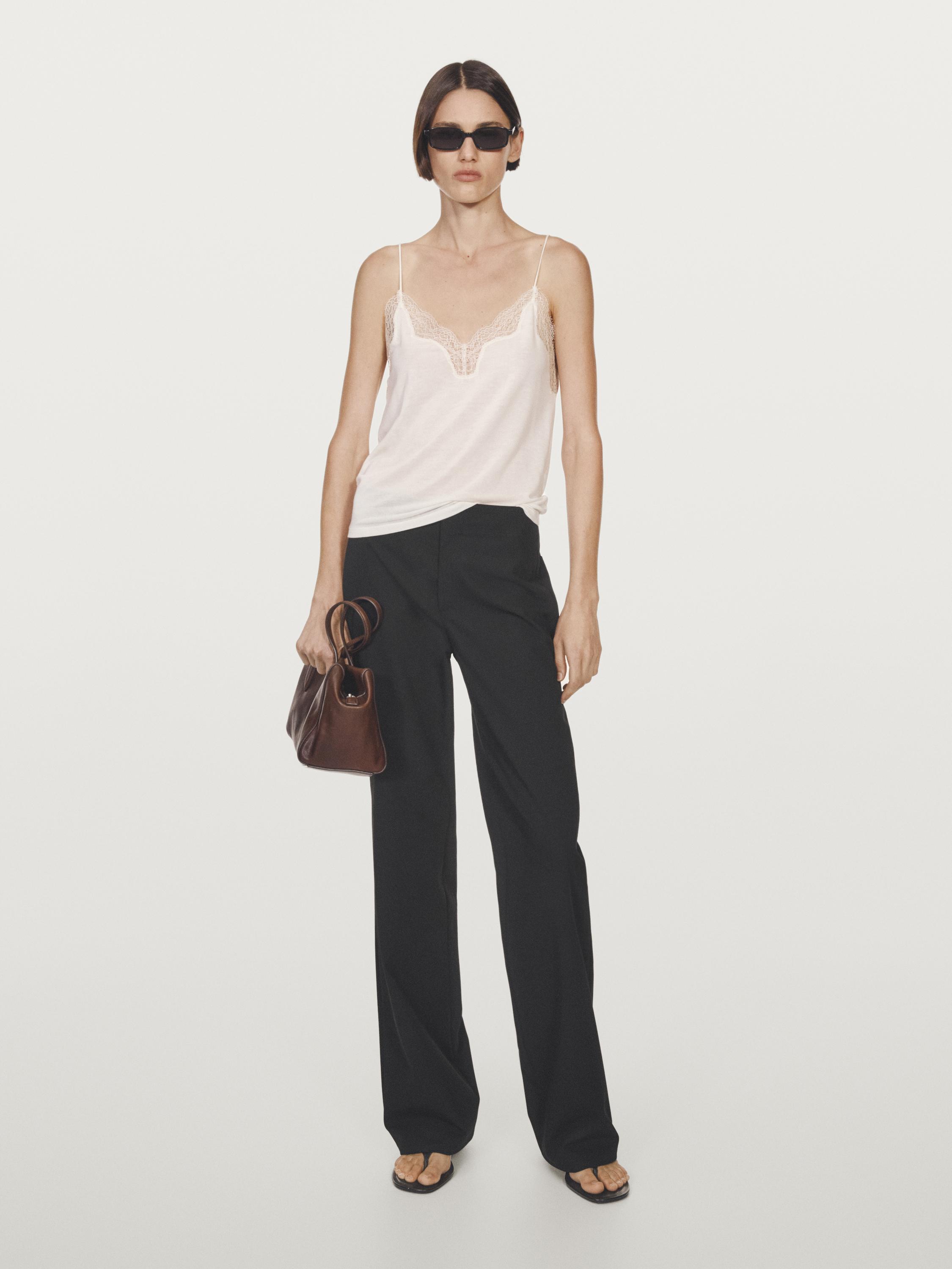 Mid-waist straight-leg trousers
