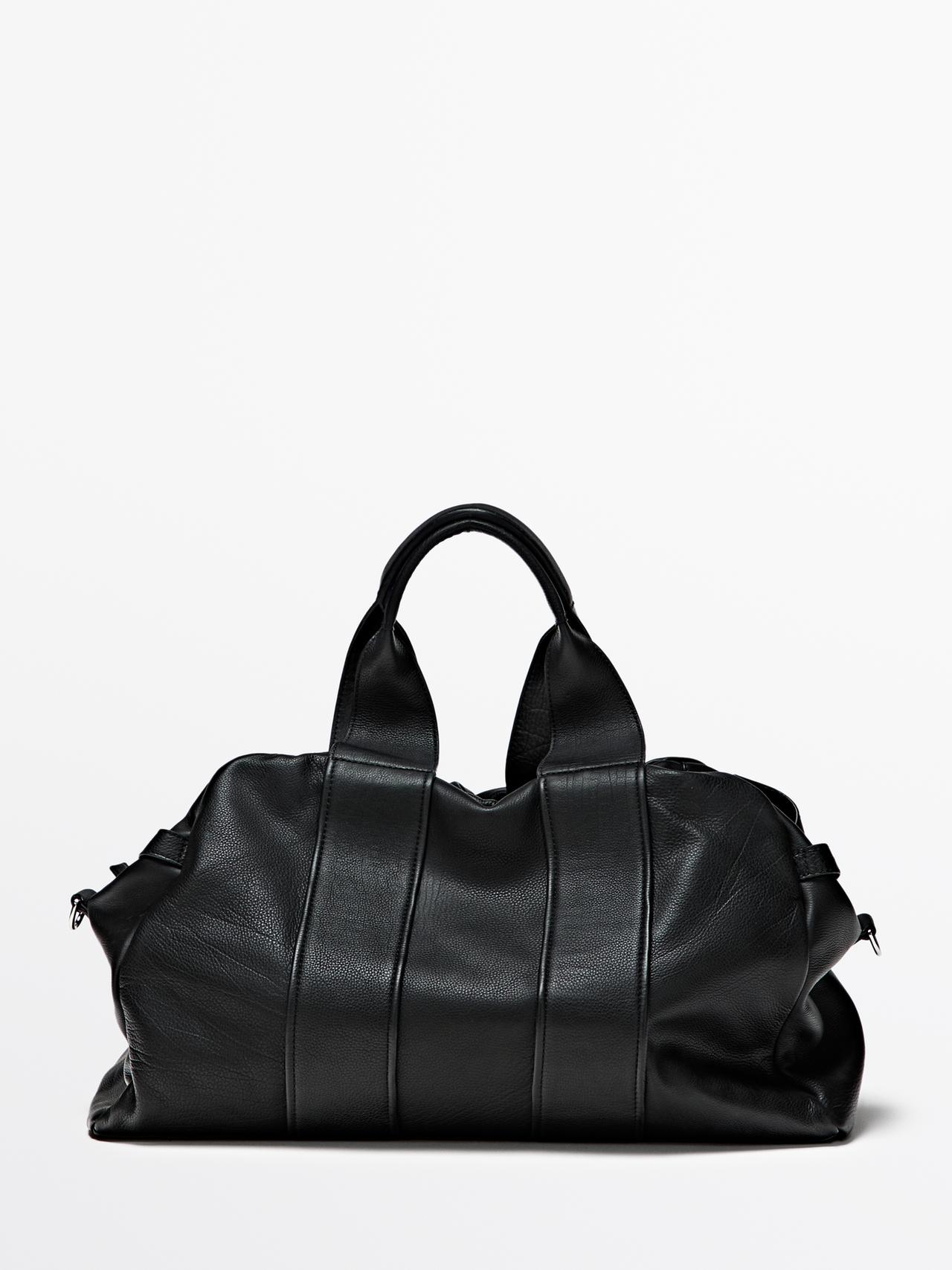 Massimo Dutti - Herre - Rejsetaske I Nappaskind - Sort - 01