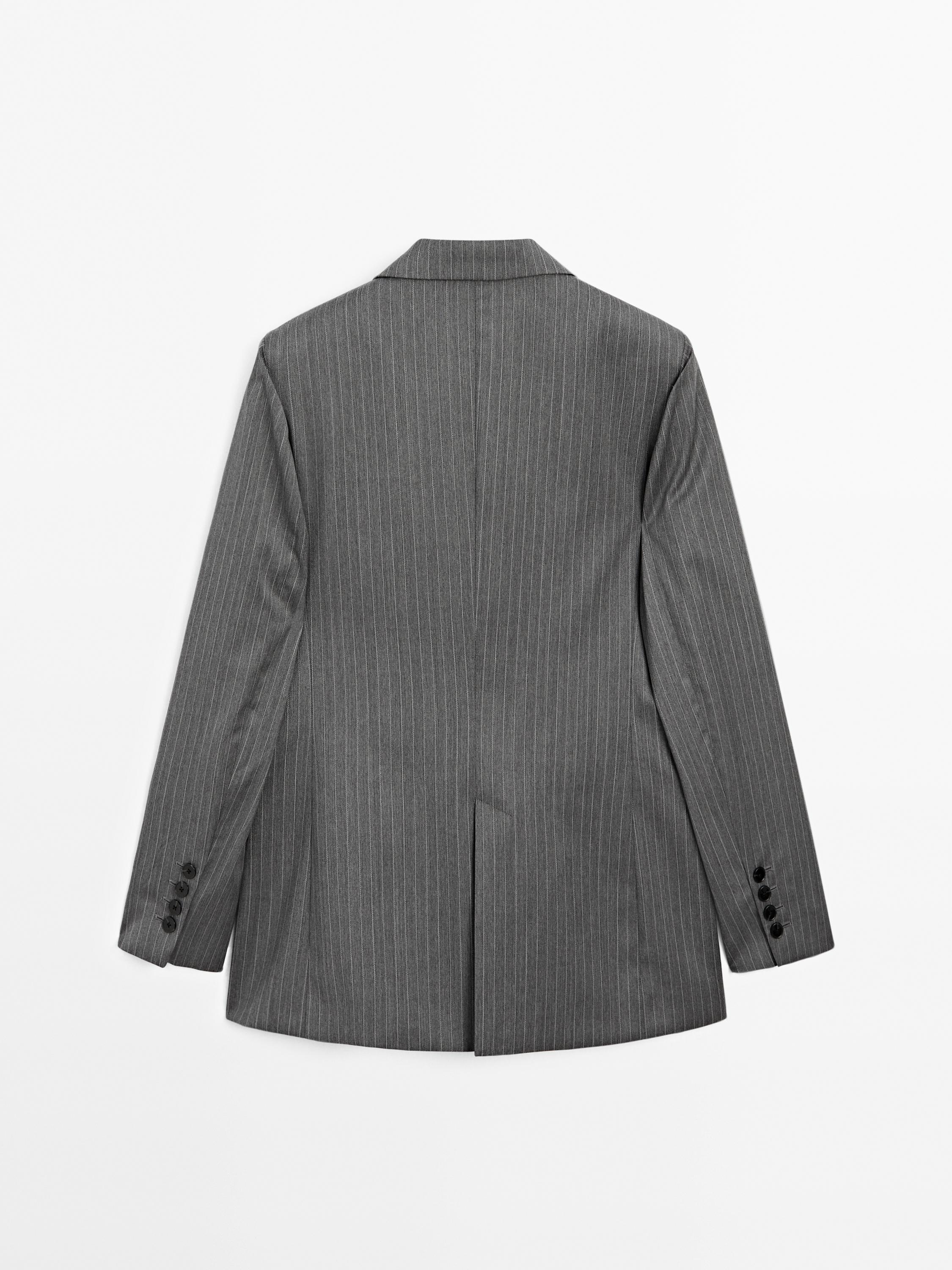 Блейзер из 100% шерсти в тонкую полоску